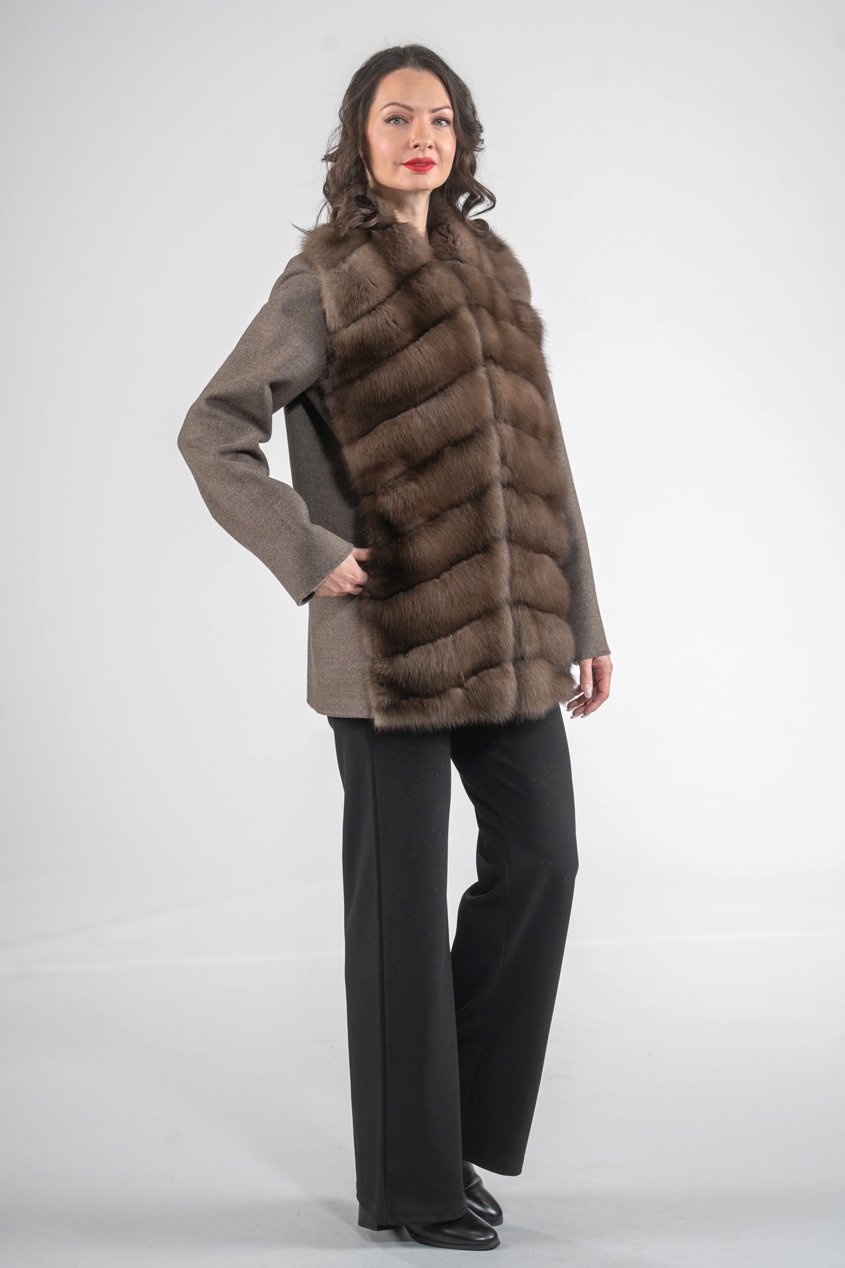 Brown Grey Cashmere Jacket with Baumarten Trim 17c8003