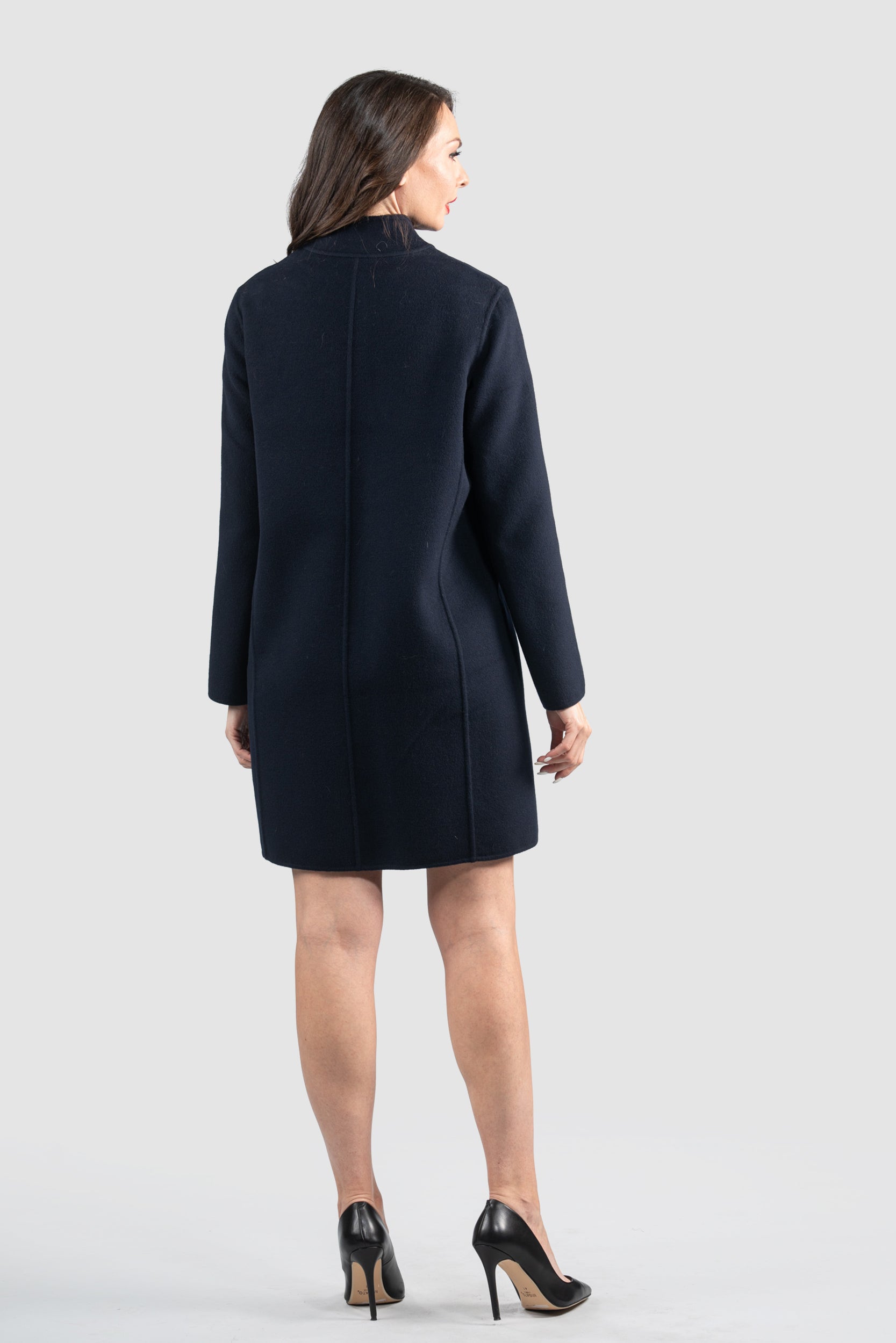 Blue Black Cashmere Half Coat 17C8003