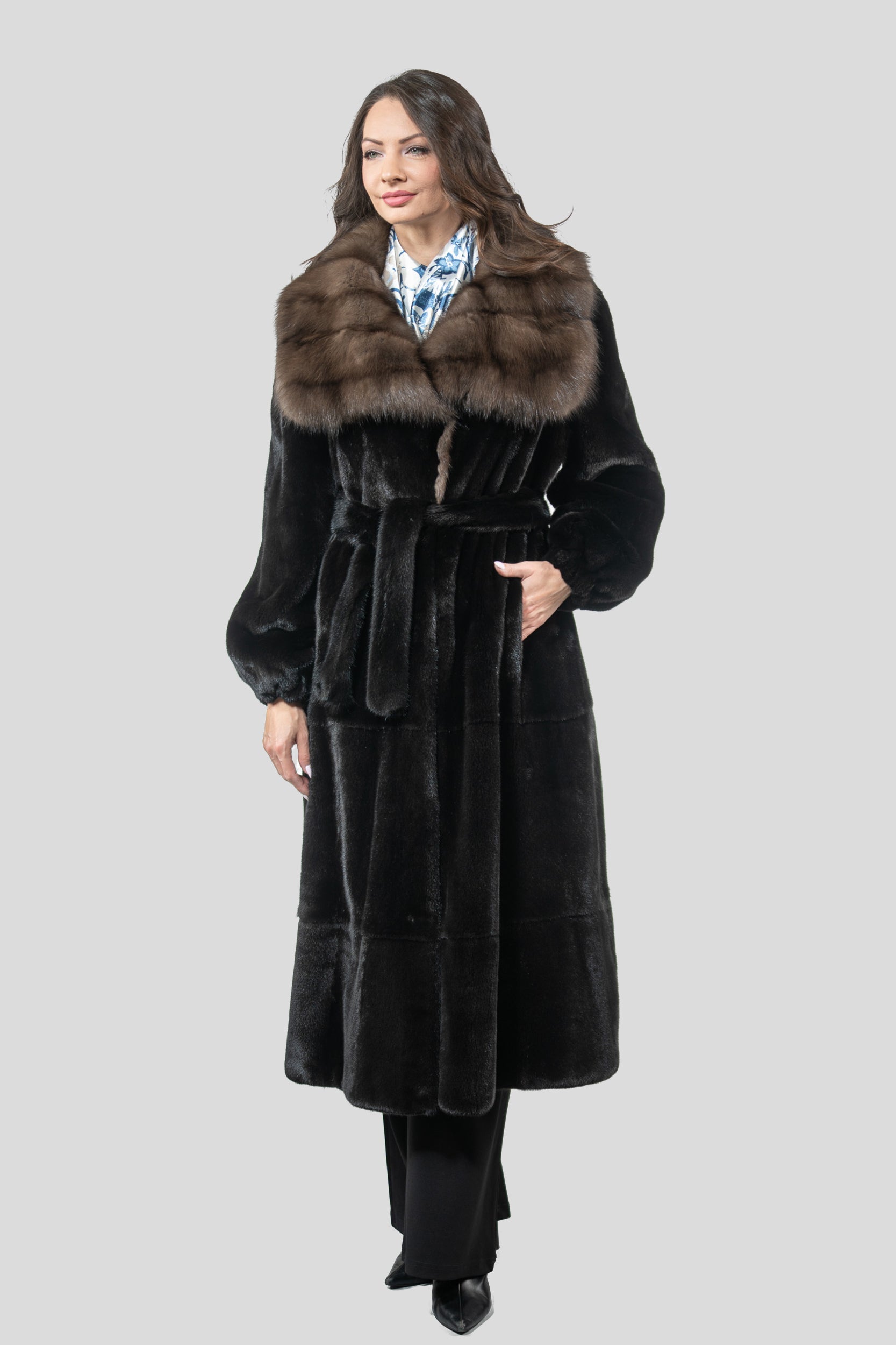 Blackglama Mink Coat with Russian Sable Collar S/S18MPOLINA