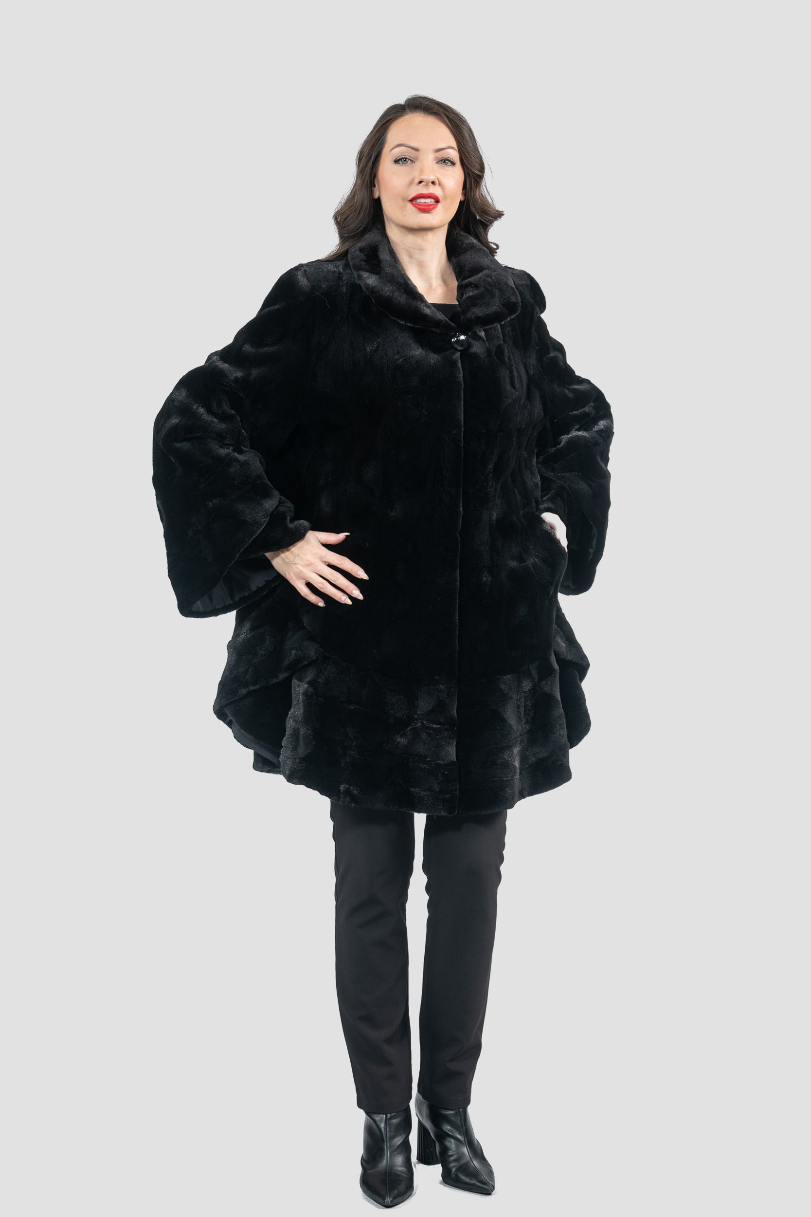 Black Mink Pieced Half Coat 2550