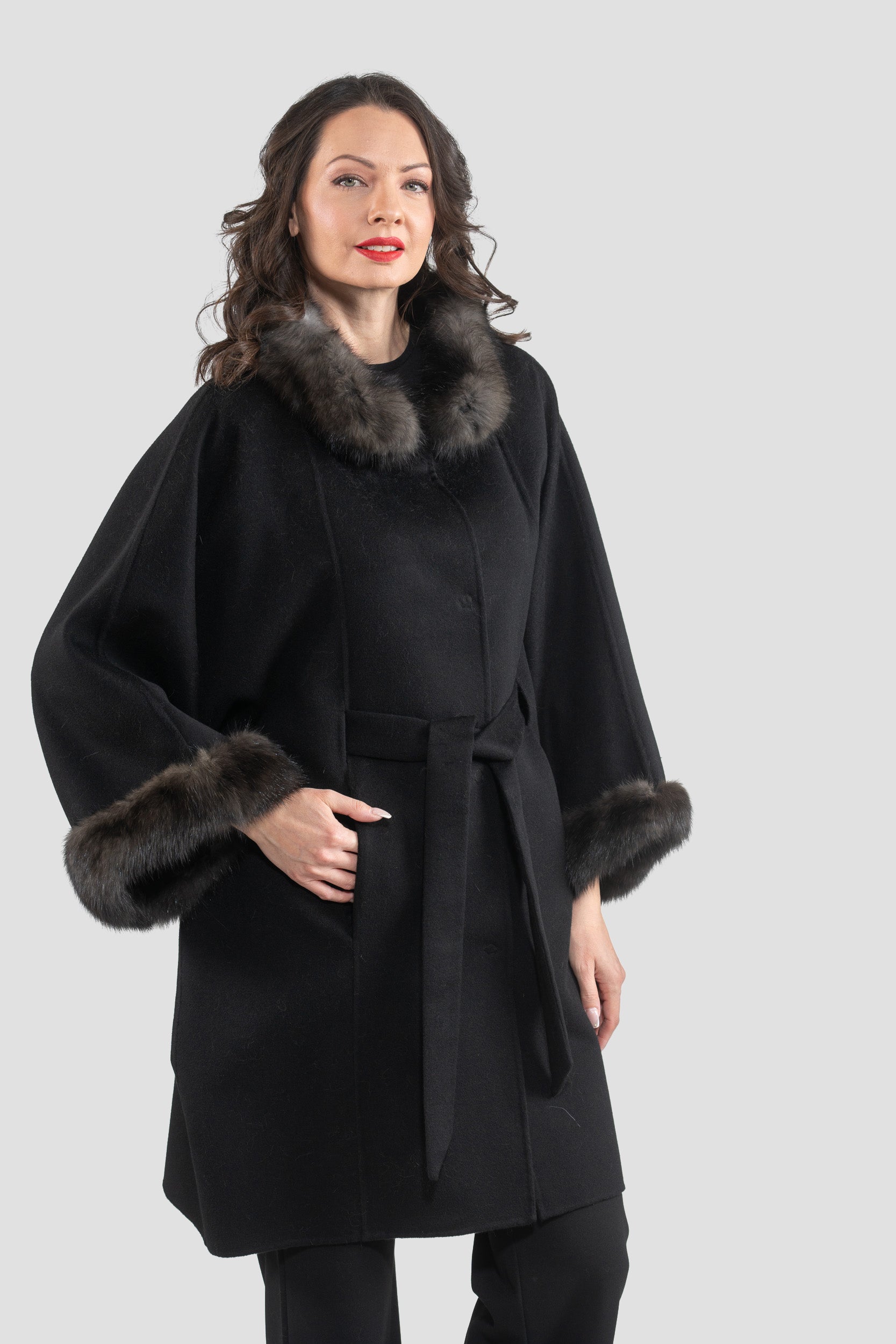 Black Cashmere Cape with Russian Sable Trim 2005