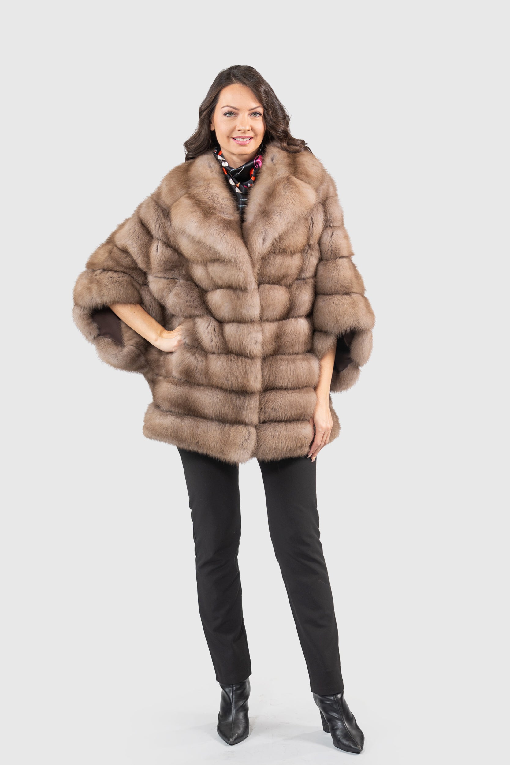 Graphite Baumarten Cape with Notch Collar 929