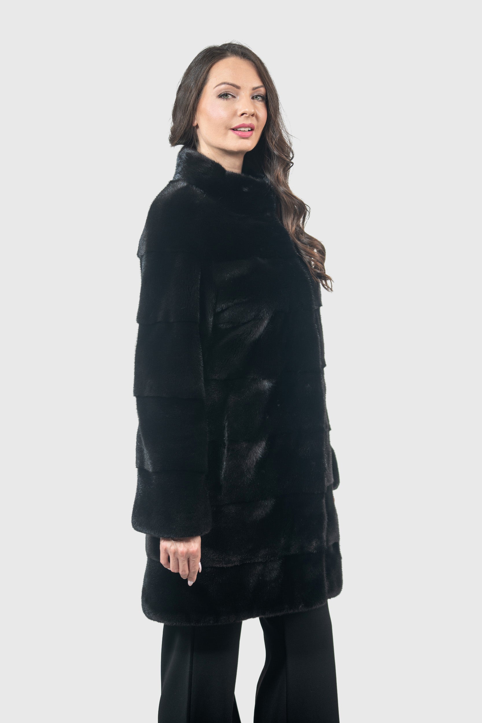 Blackglama Mink Half Coat With Stand Collar PK13C530