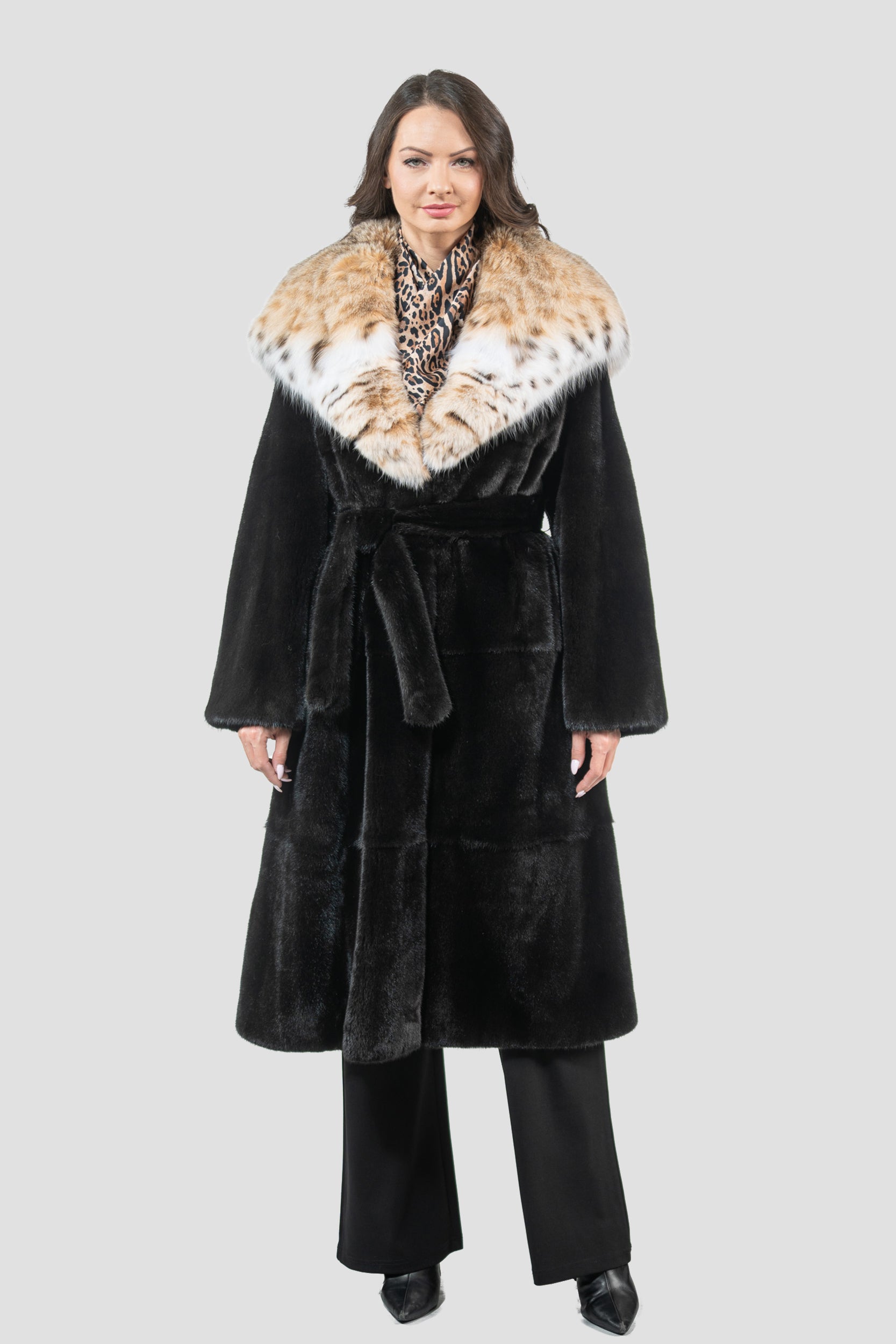 Blackglama Mink Coat with Bobcat Hood S/S13C978