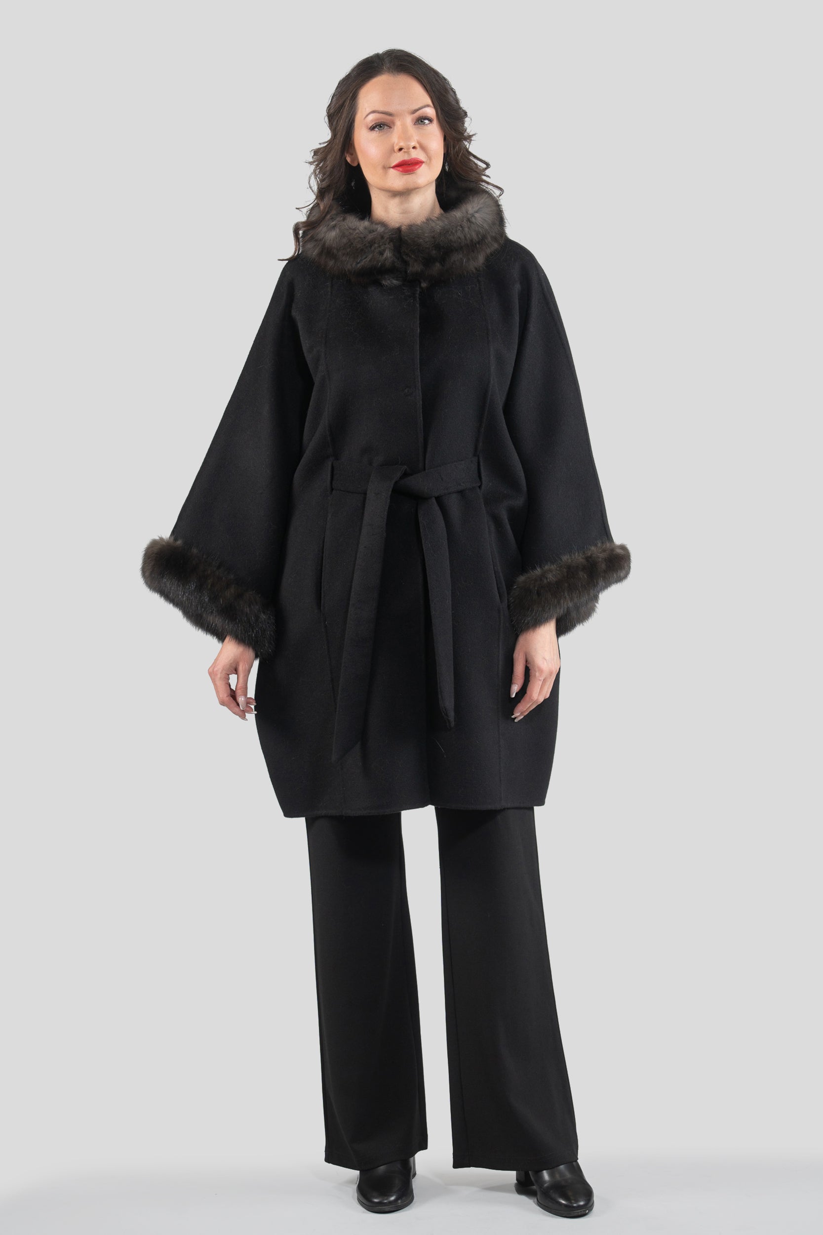 Black Cashmere Cape with Russian Sable Trim 2005