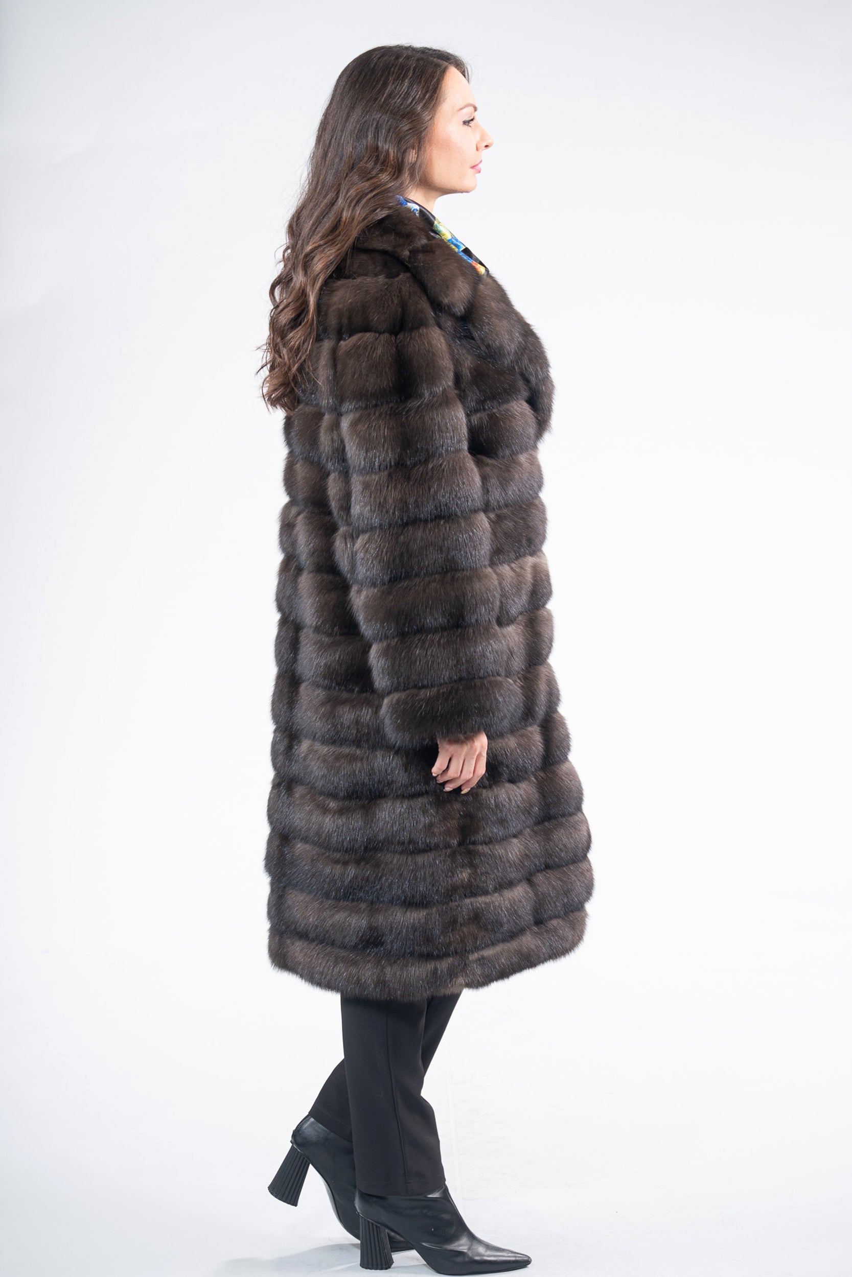 Dark Reversible Russian Sable Coat with Notch Collar P/K13c530s20o