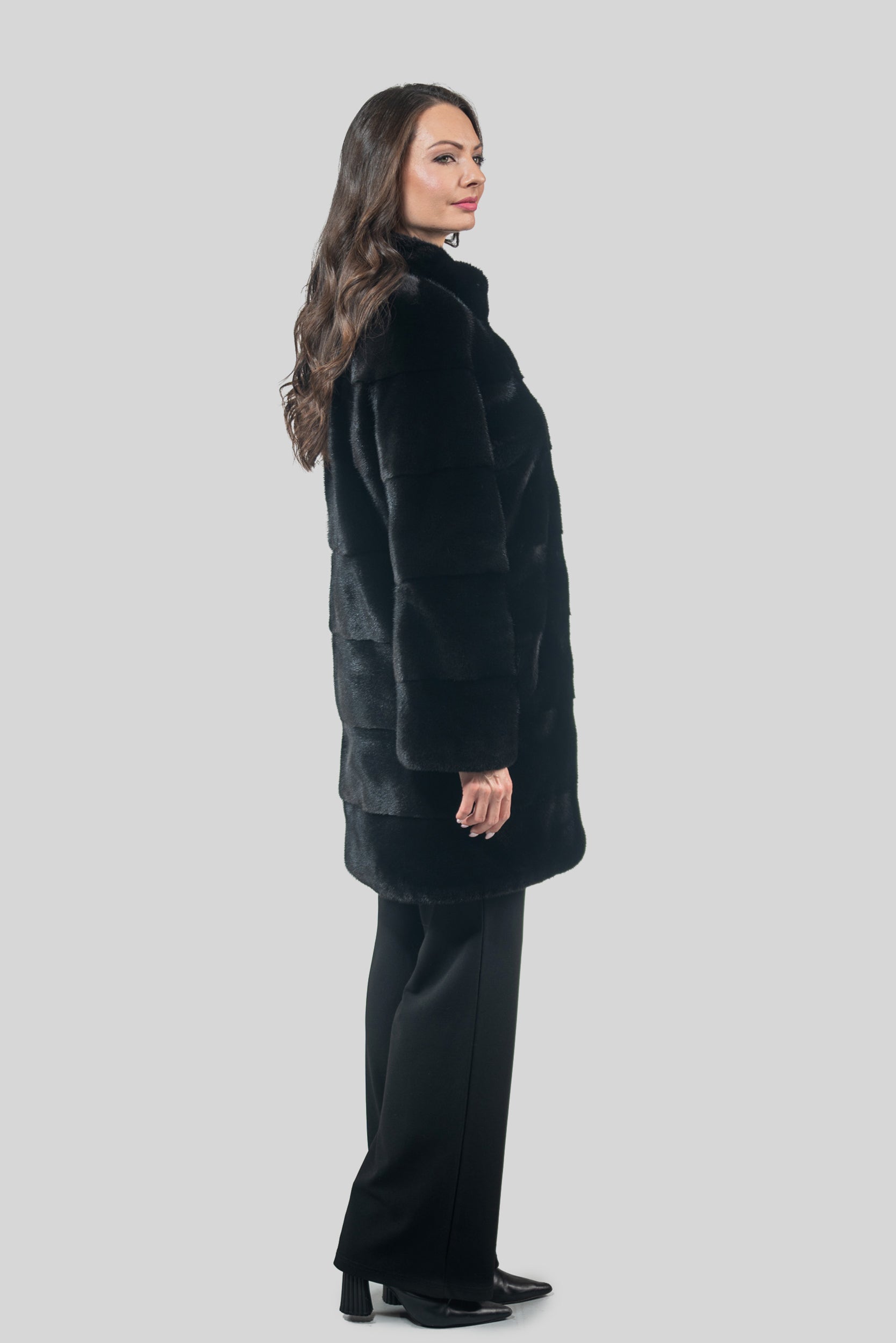 Blackglama Mink Half Coat With Stand Collar PK13C530