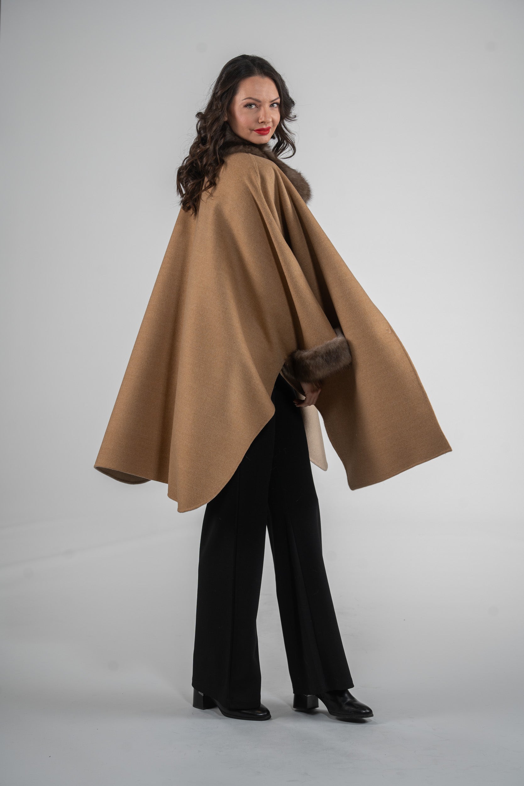 Beige Cashmere Cape with Russian Sable Trim 2005