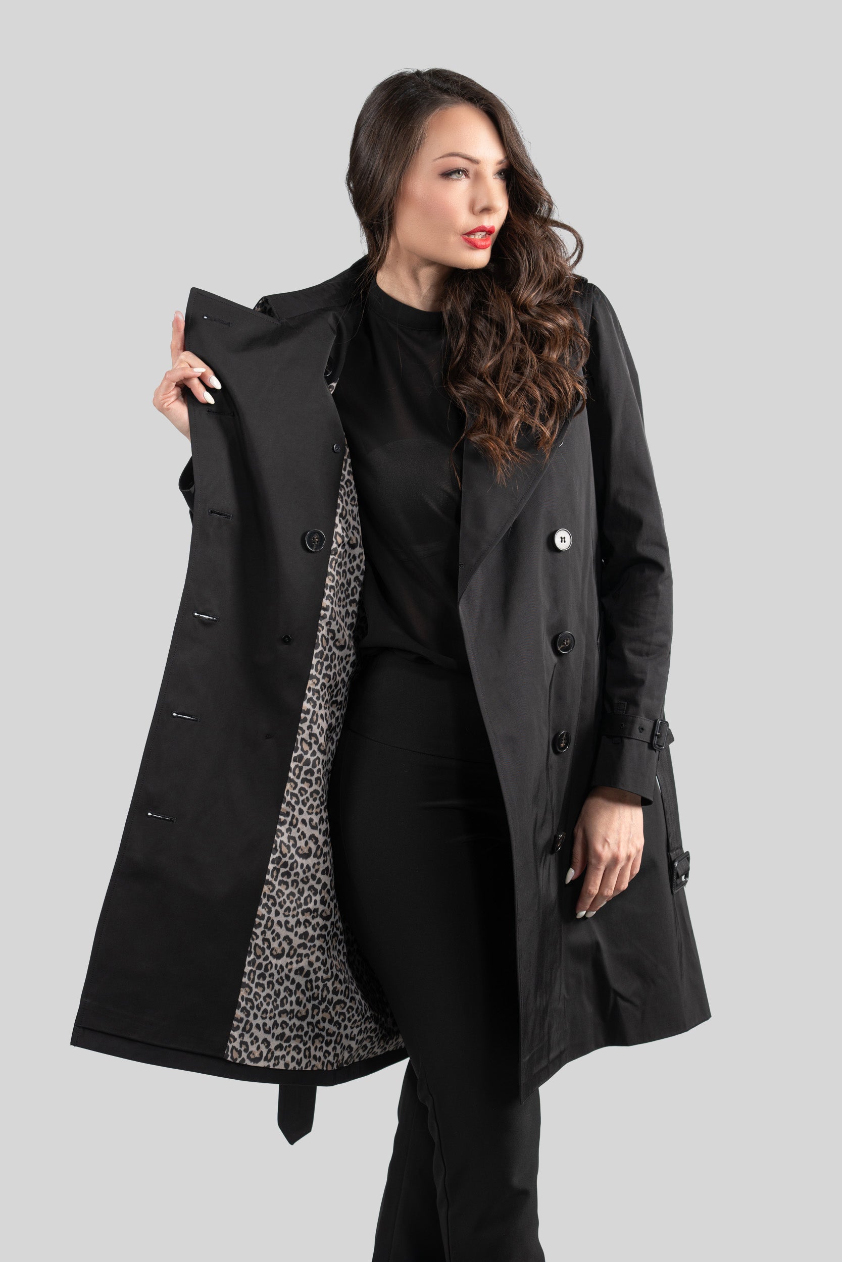 Black Trench Coat 23C093