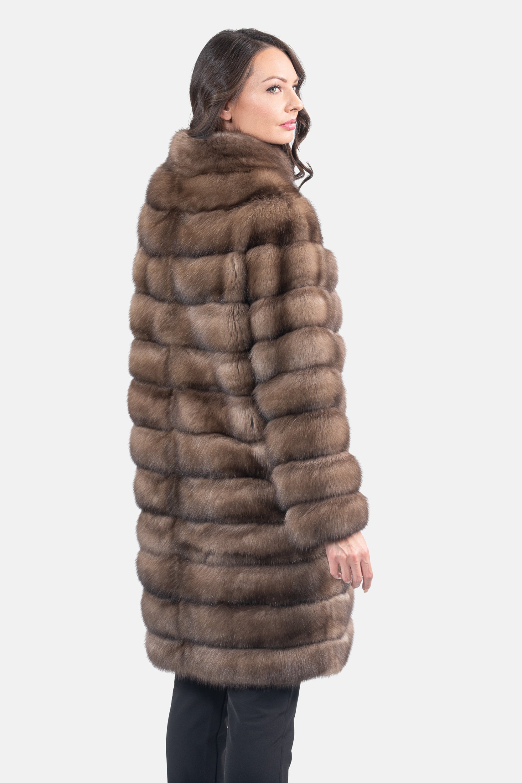 Reversible Titanium Russian Sable Coat with Stand Collar P/K13C530