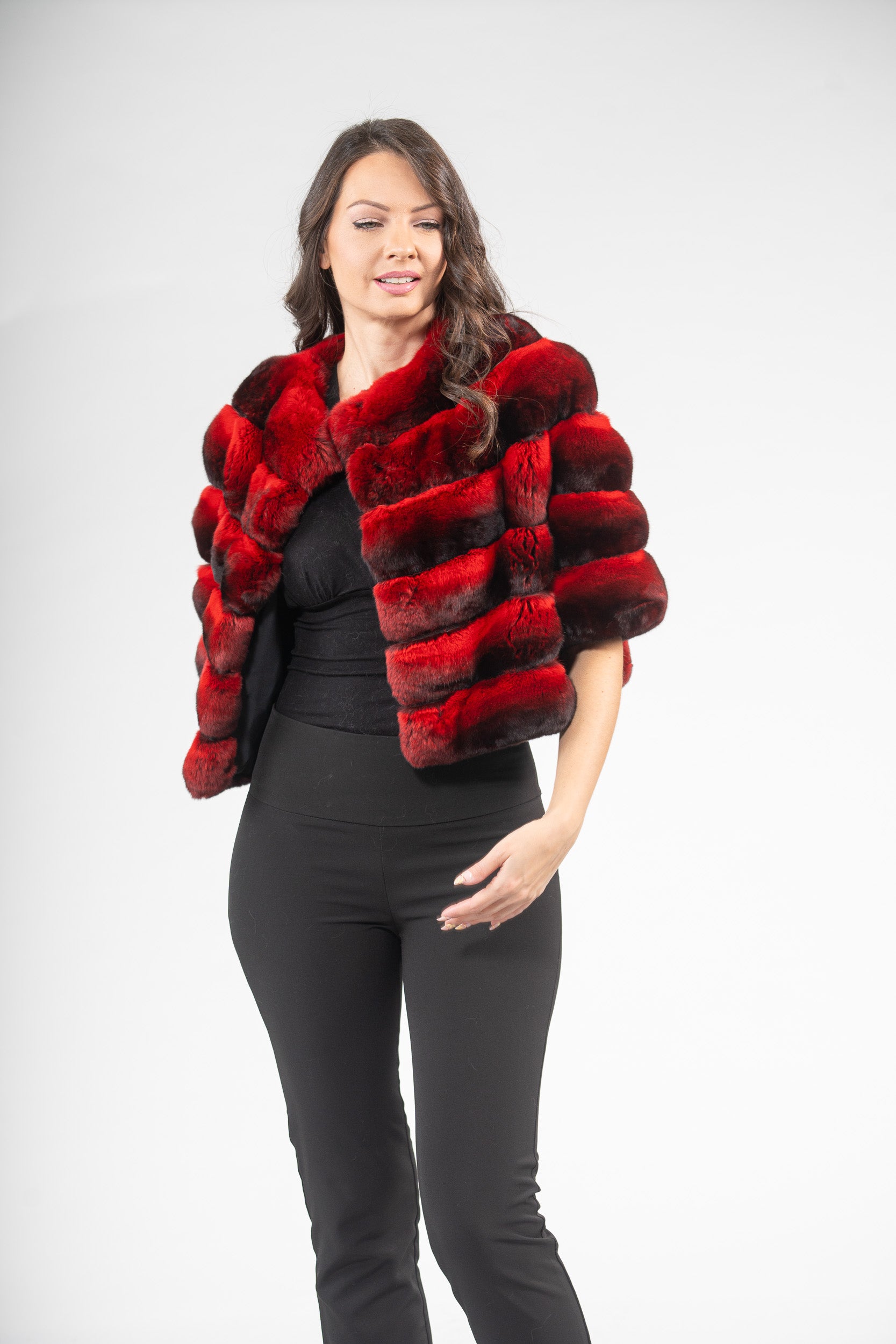 Red Chinchilla Short Jacket P/K16CM643