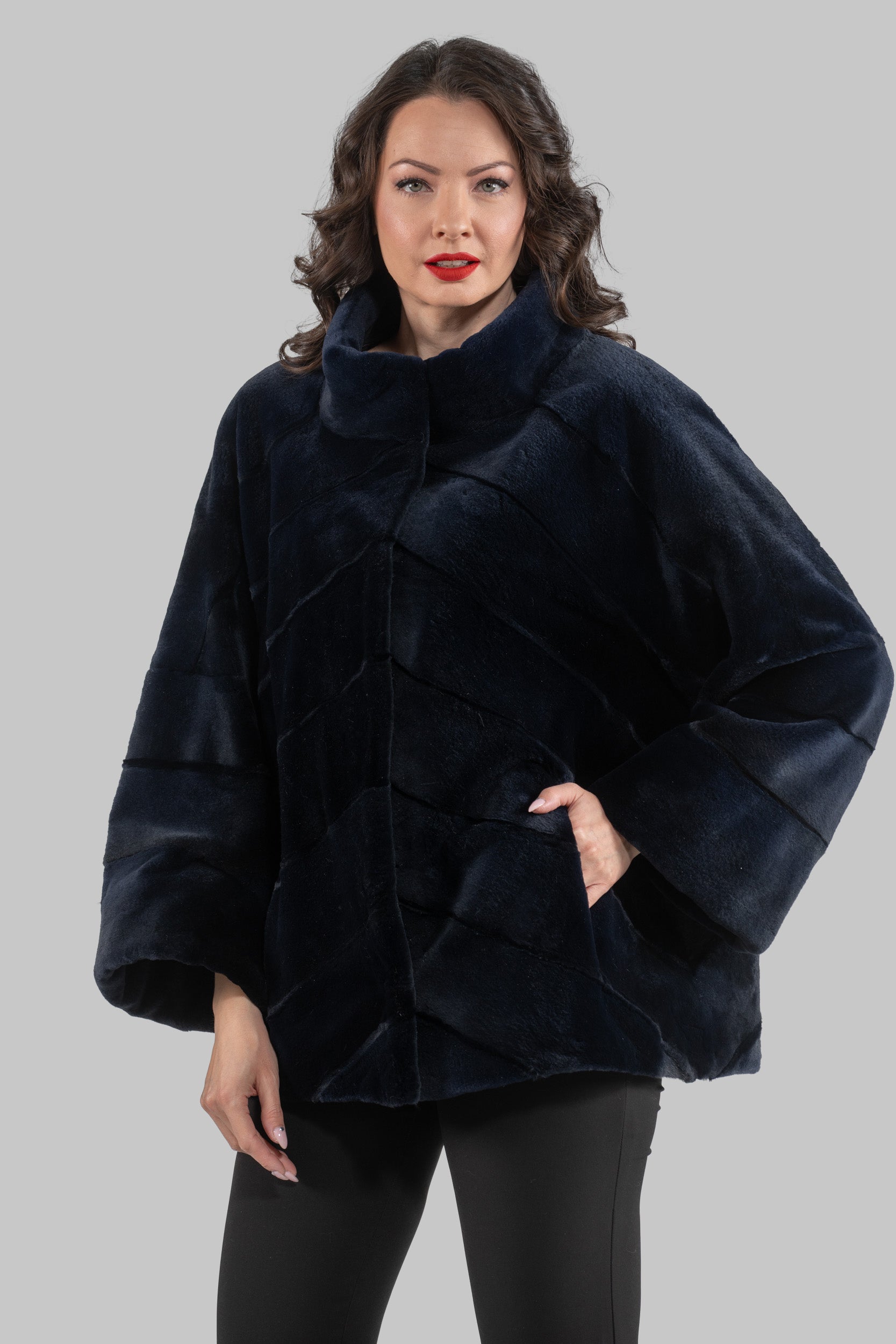 Blue Black Mink Sheared Jacket A/K13C848