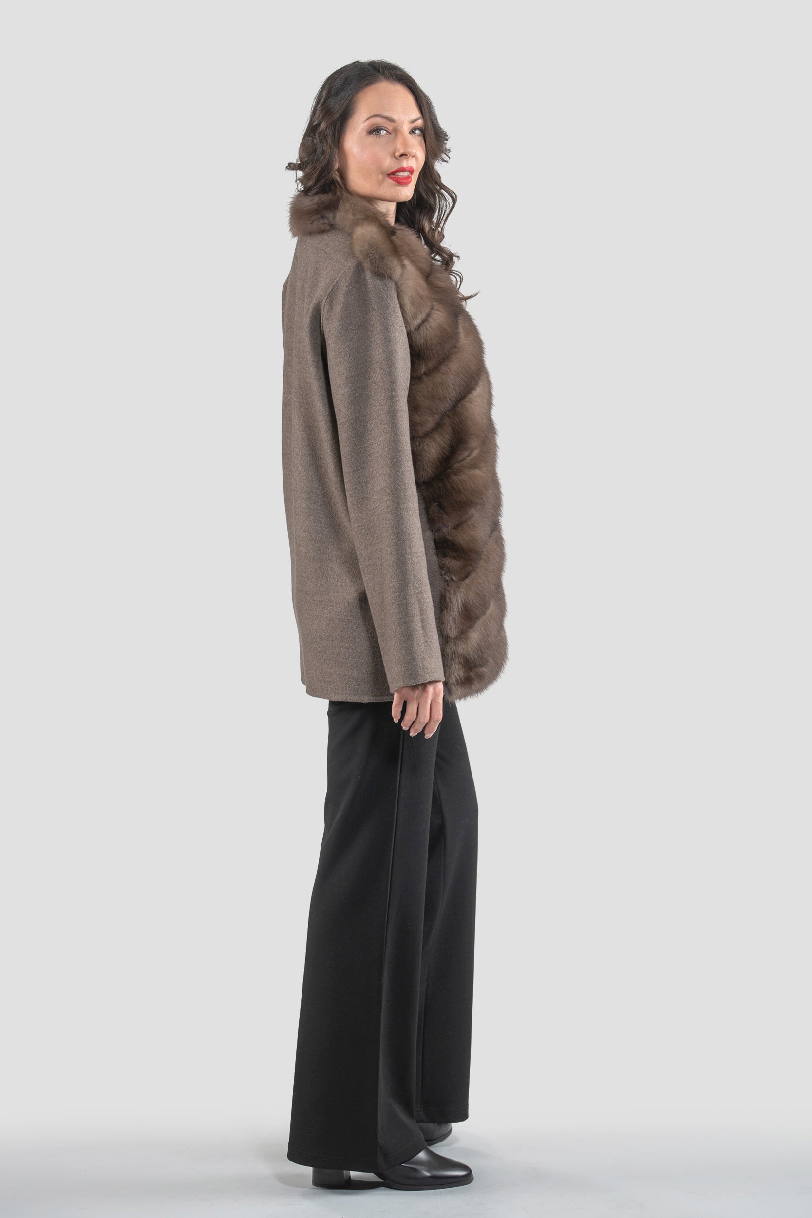 Brown Grey Cashmere Jacket with Baumarten Trim 17c8003