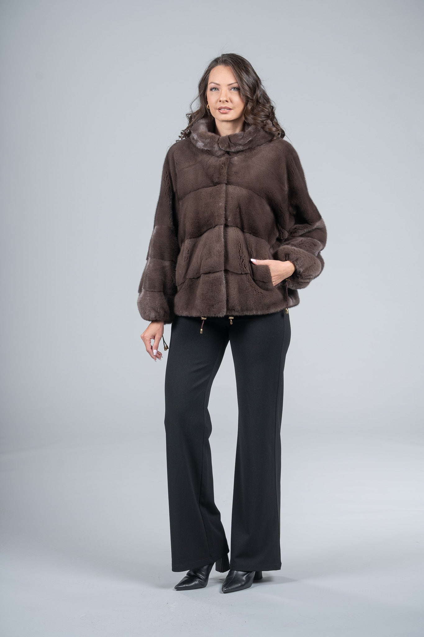 Wood Mink Jacket with Hood A/K13C850H228