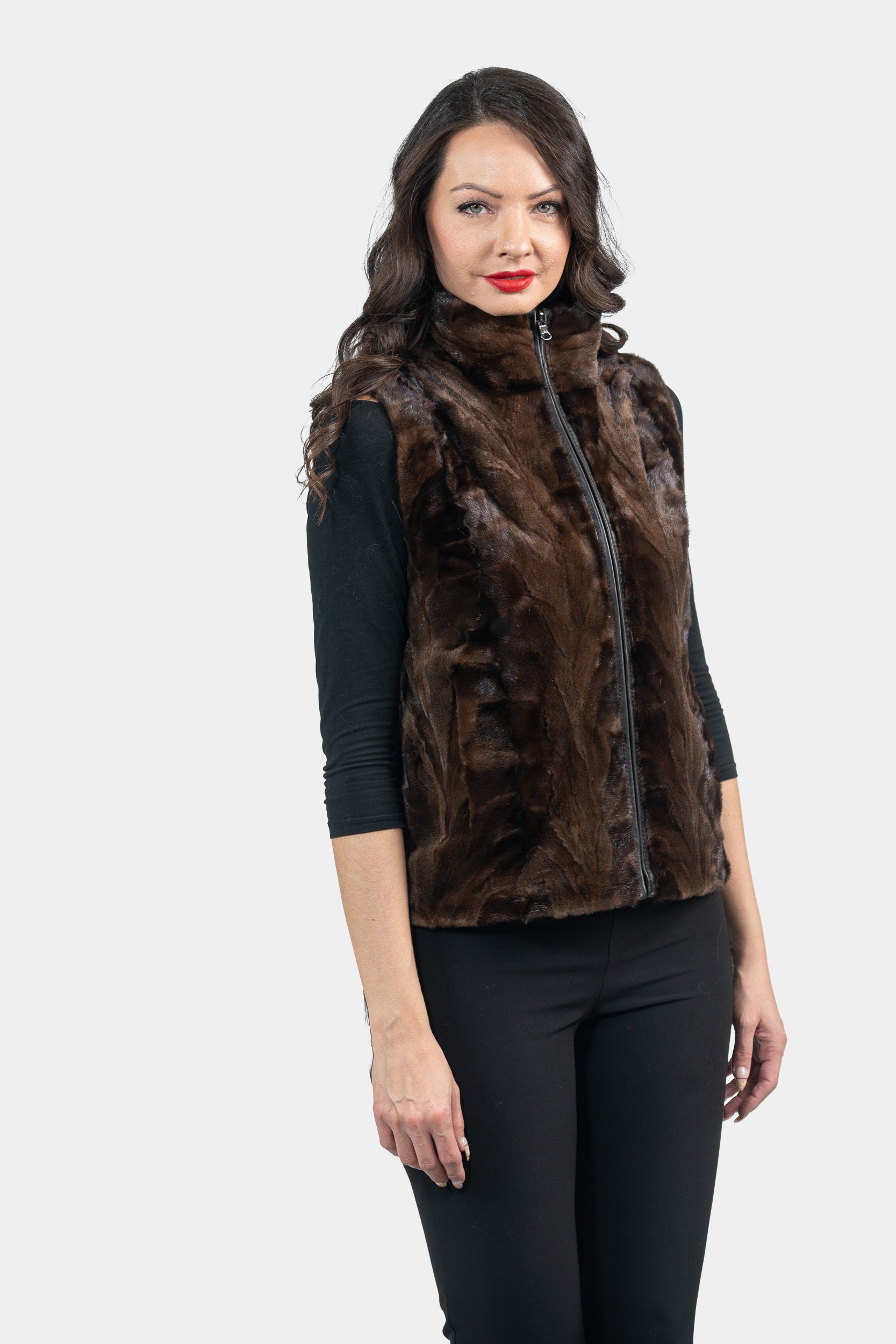Demi-Brown Mink Pieced Vest 20C21
