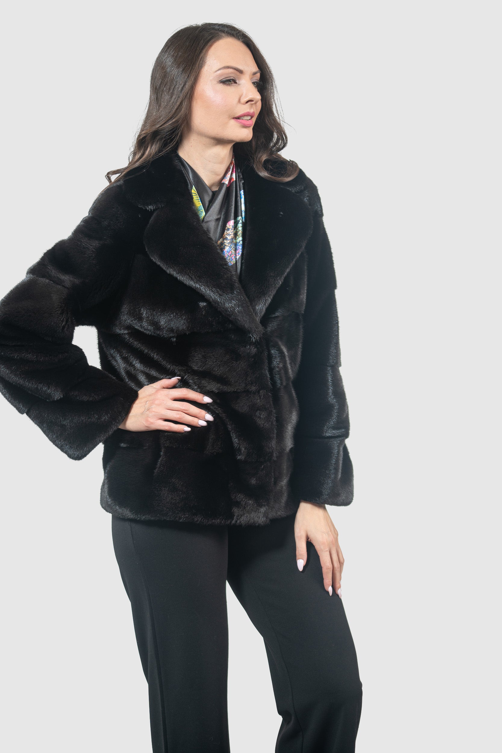 Blackglama Mink Jacket With Notch Collar P/K13C528S20