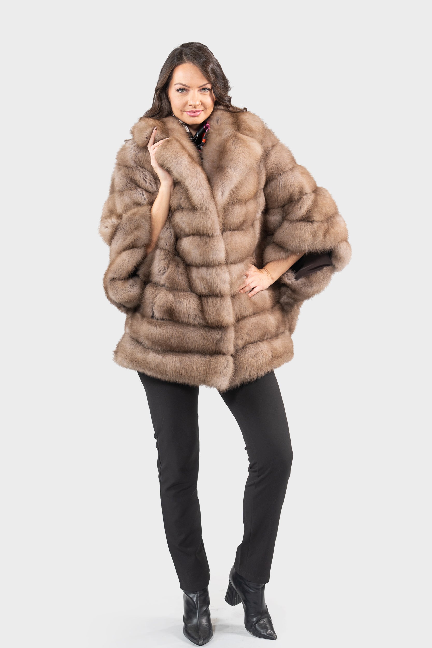 Graphite Baumarten Cape with Notch Collar 929