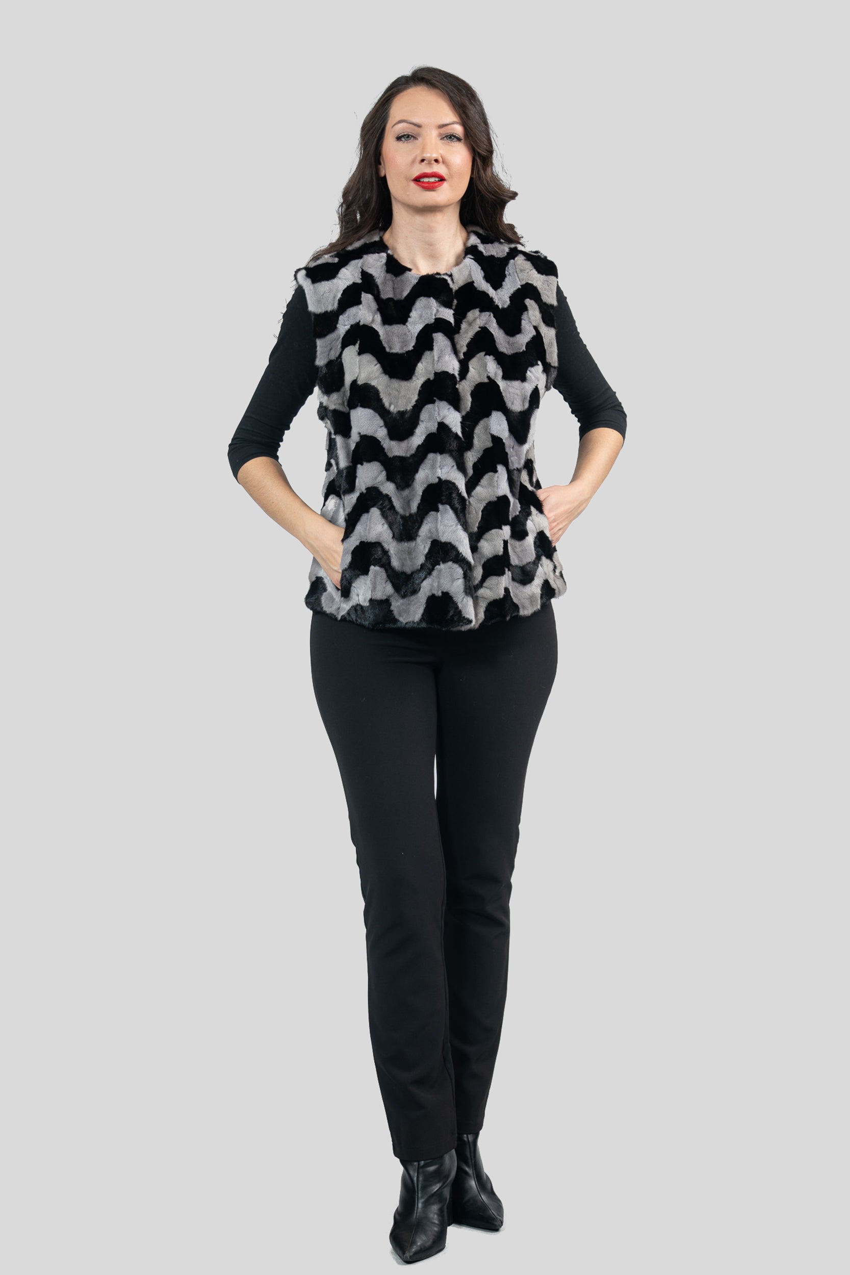 Multicolor Mink Pieced Vest 13C519