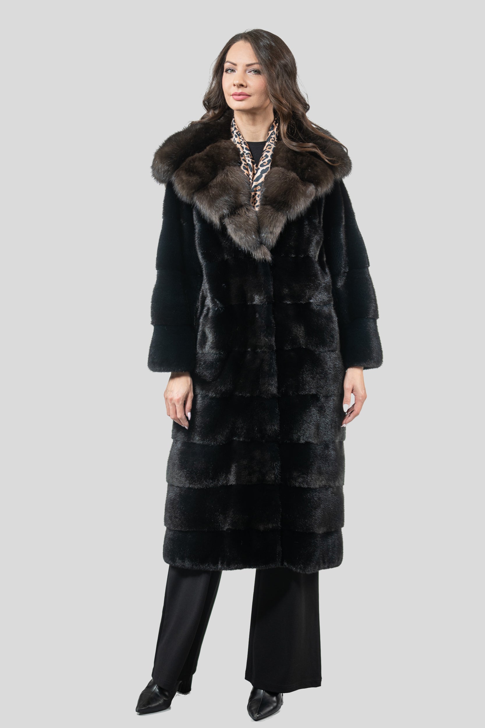 Blackgalama Mink Coat With Russian Sable Hood P/K13C540