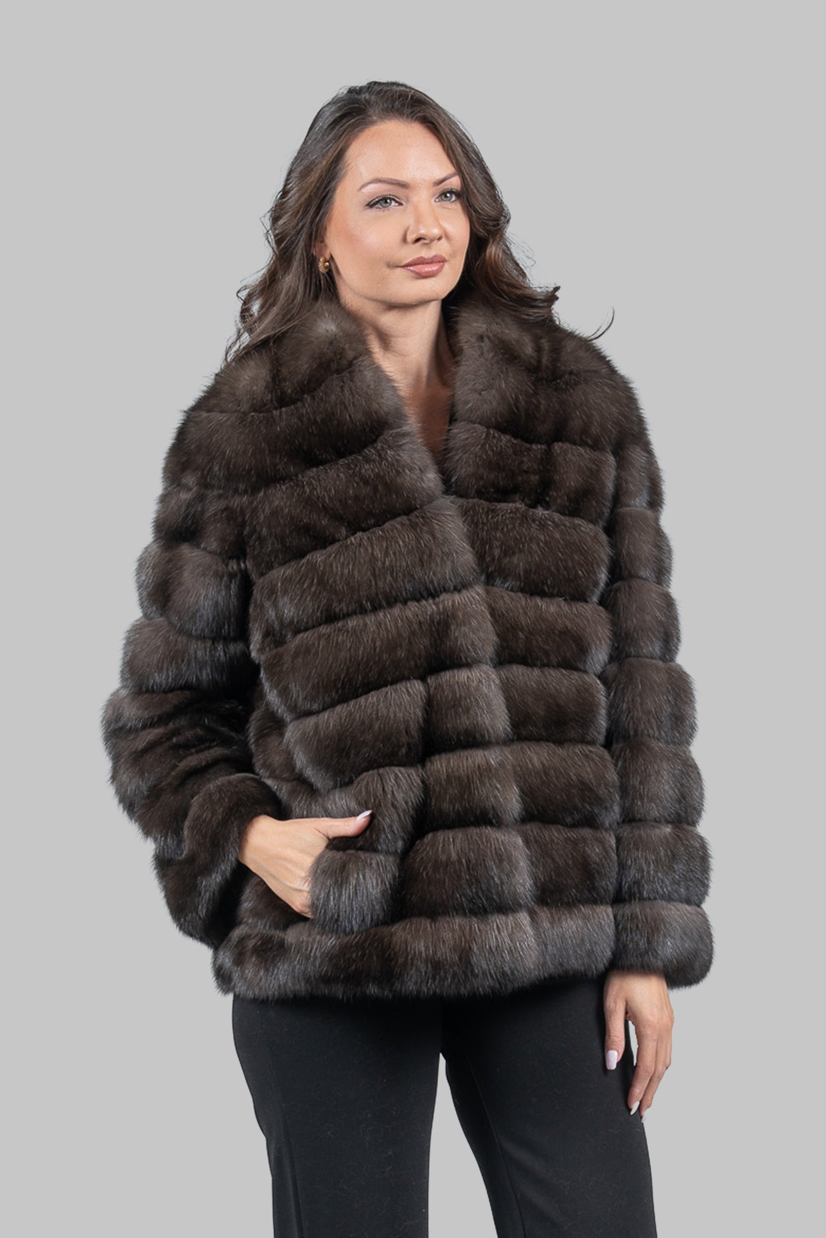 Dark Sable with Smoking Collar Jacket P/K13C528G8003