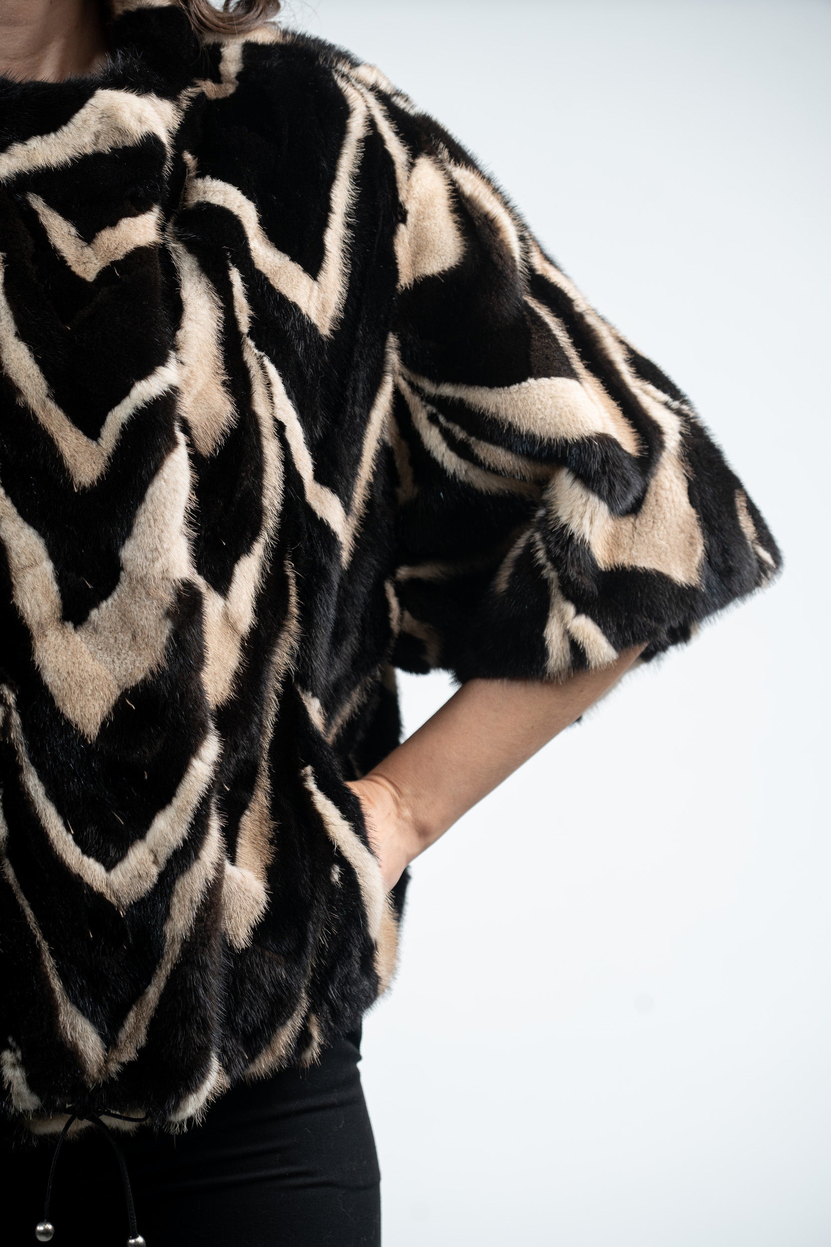 Multicolor Mink Pieced Jacket Color 13C139