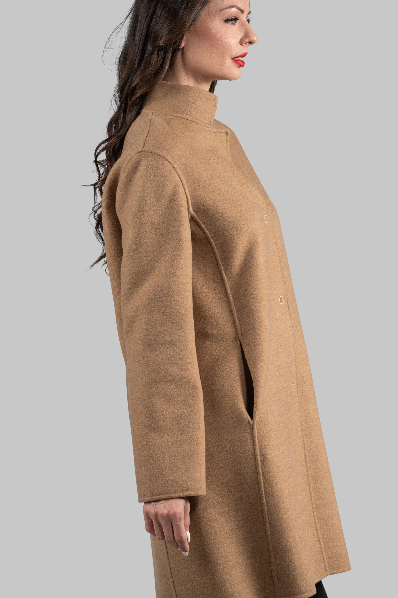 Beige Cashmere Half Coat 17C8003