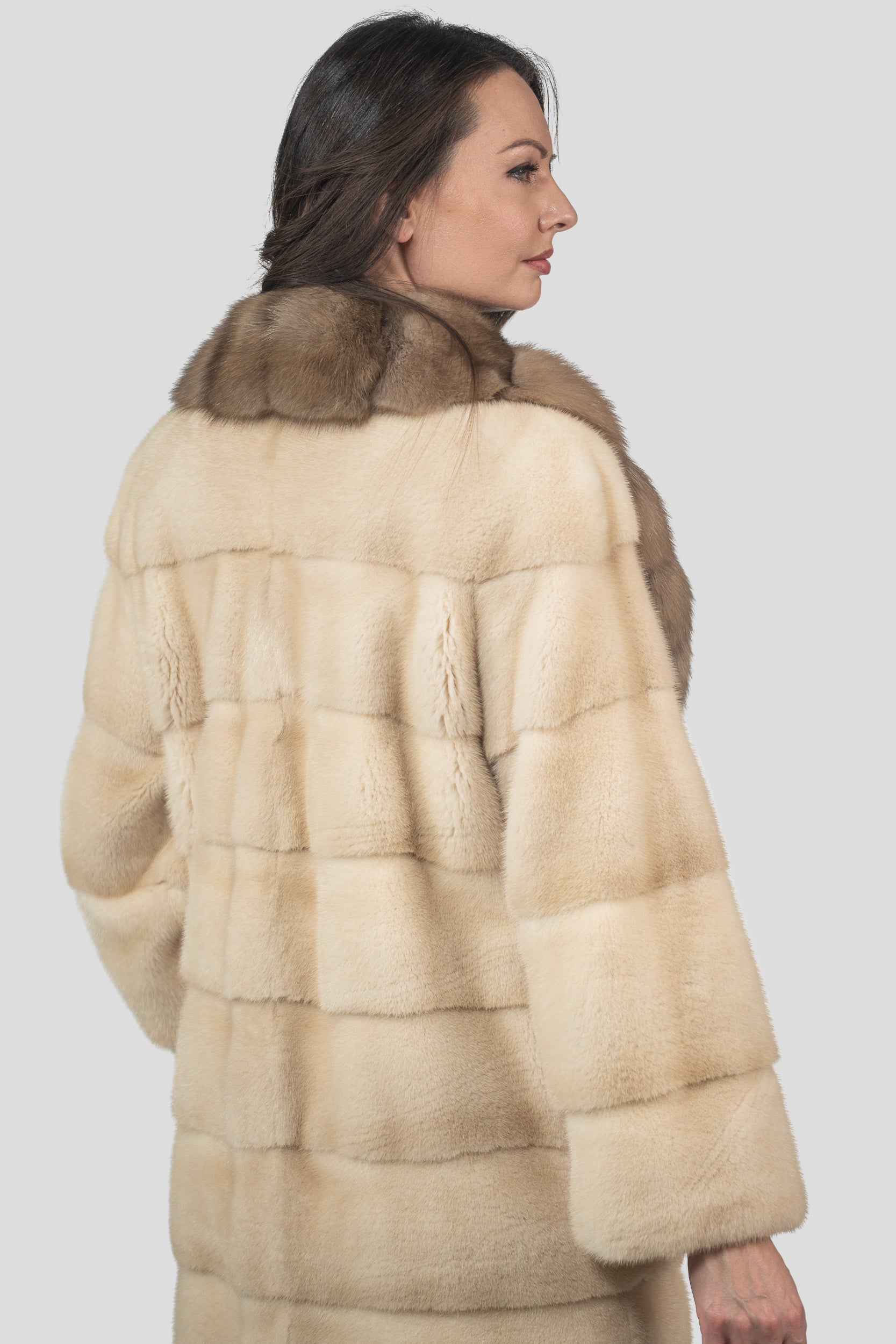 Palomino Mink Half Coat With Russian Sable Shawl Collar P/K13C530gC17