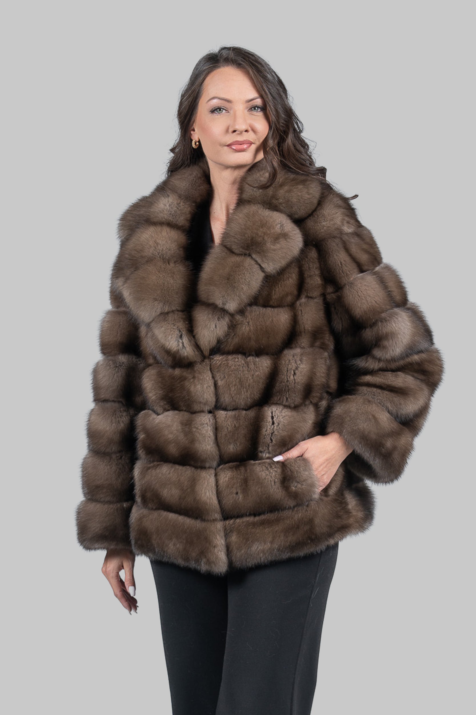 Sable Fur Jacket with Notch Collar P/K13c530s20