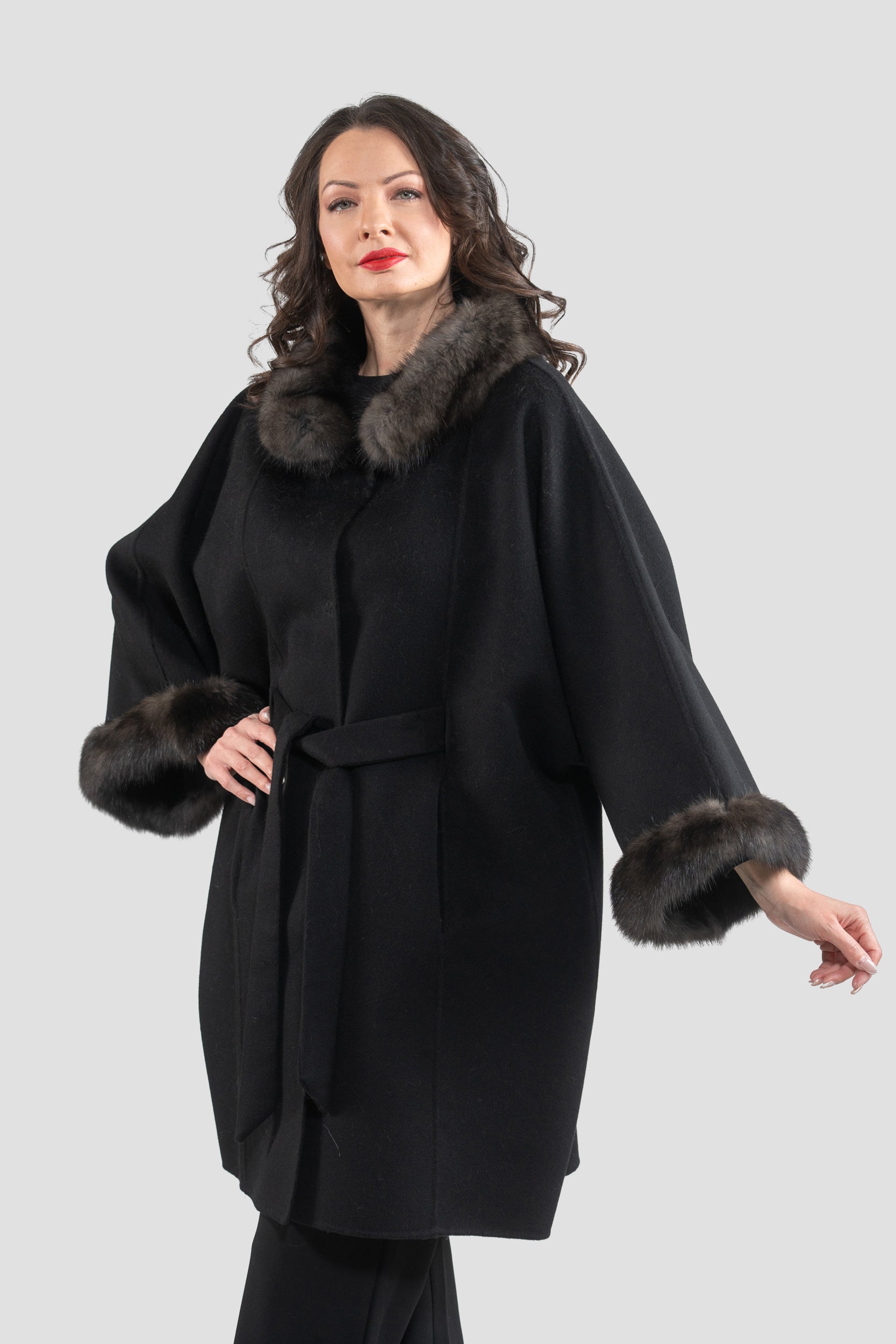 Black Cashmere Cape with Russian Sable Trim 2005