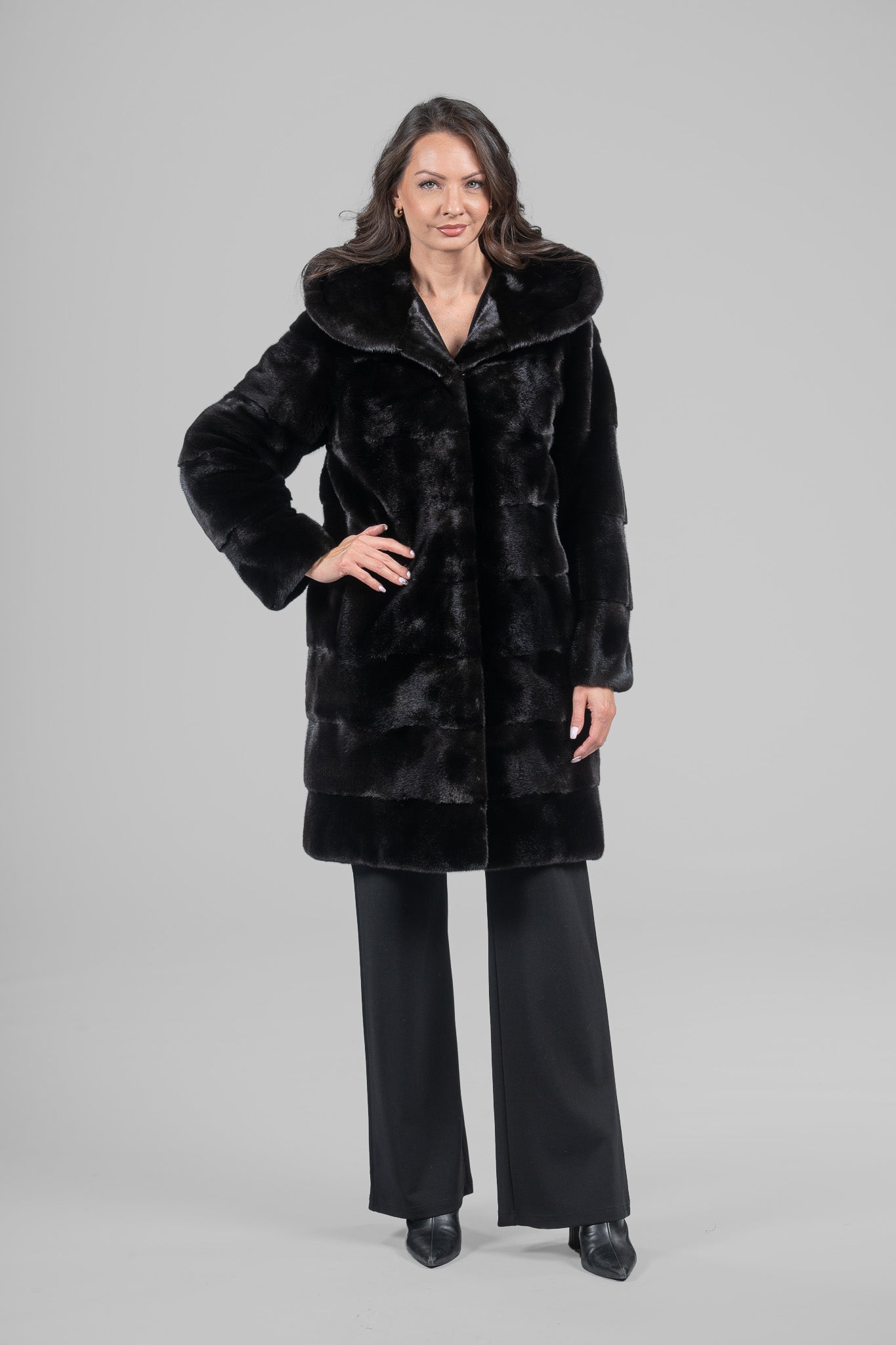 Blackglama Mink Hooded Half Coat P/K13C540