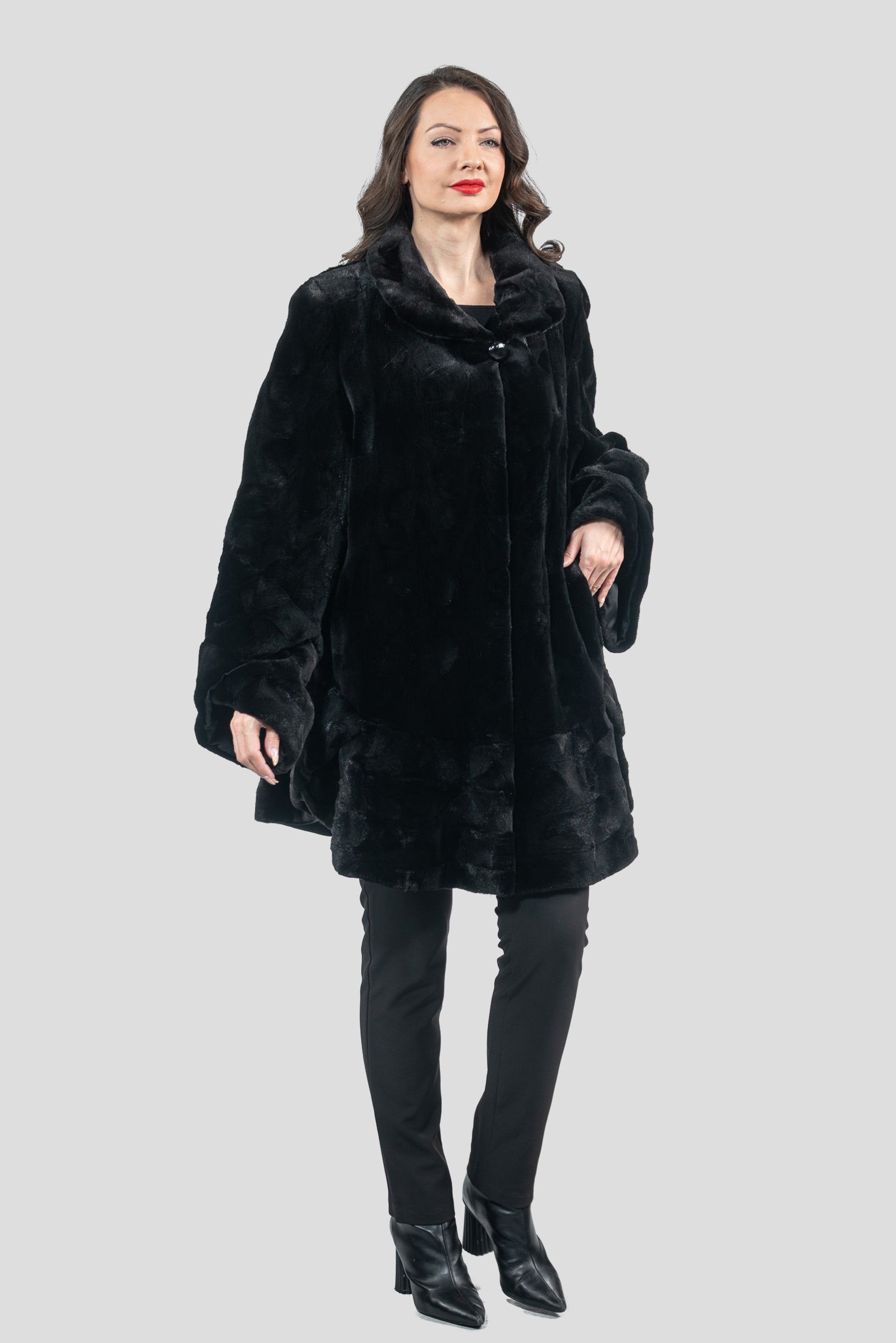 Black Mink Pieced Half Coat 2550