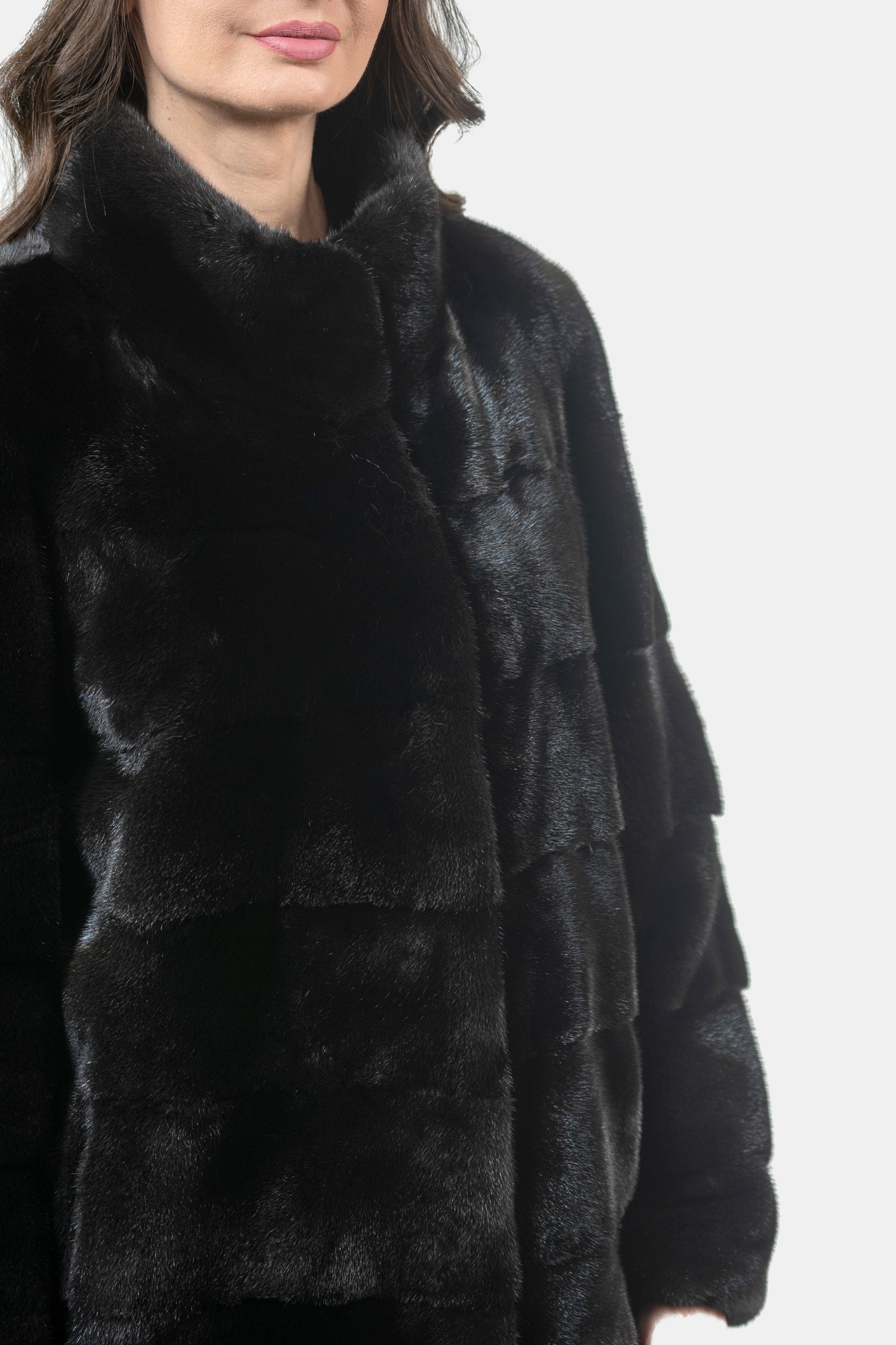 Blackglama Mink Coat with Stand Collar P/K13C530