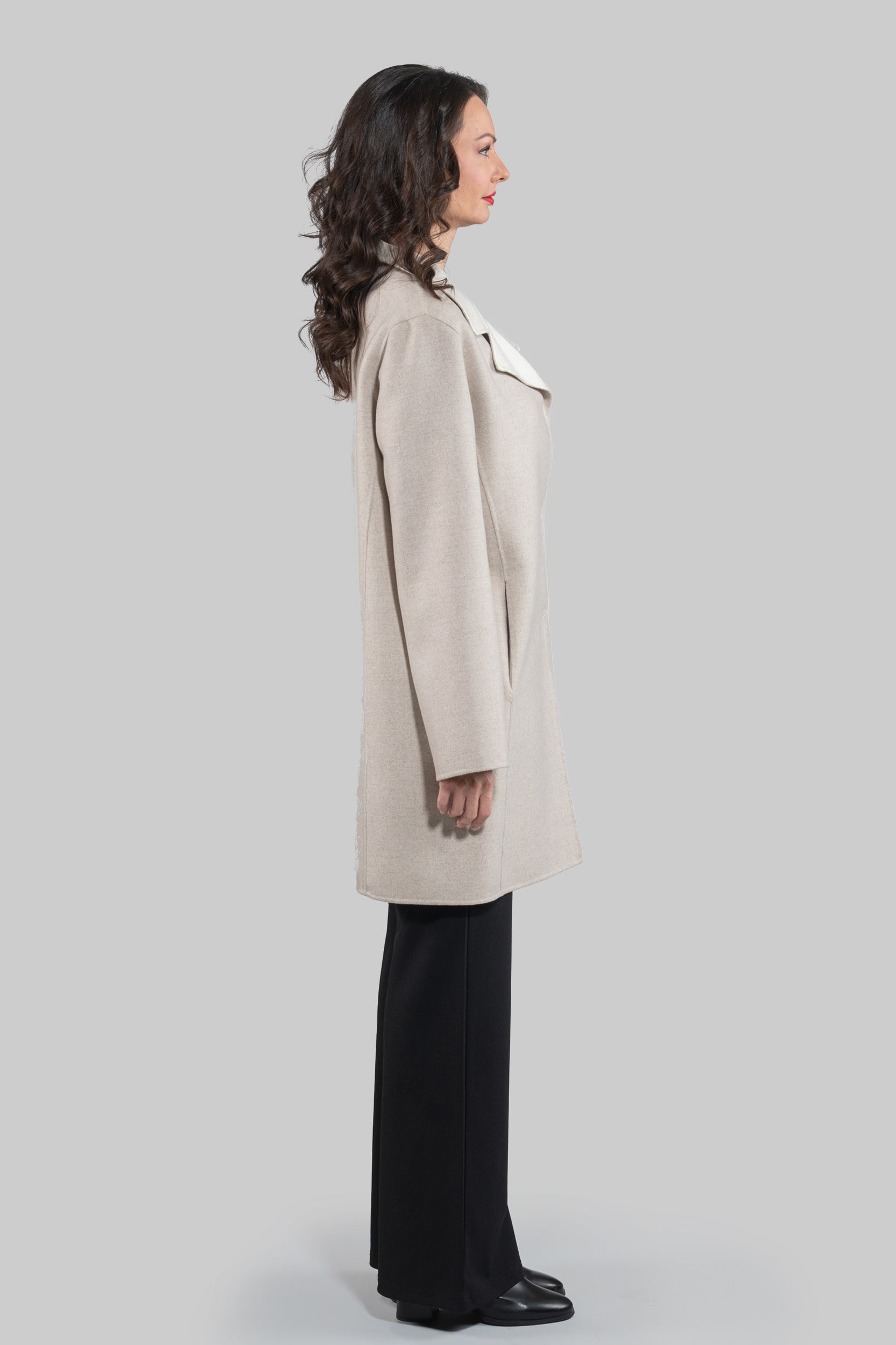White Ecru Cashmere Half Coat