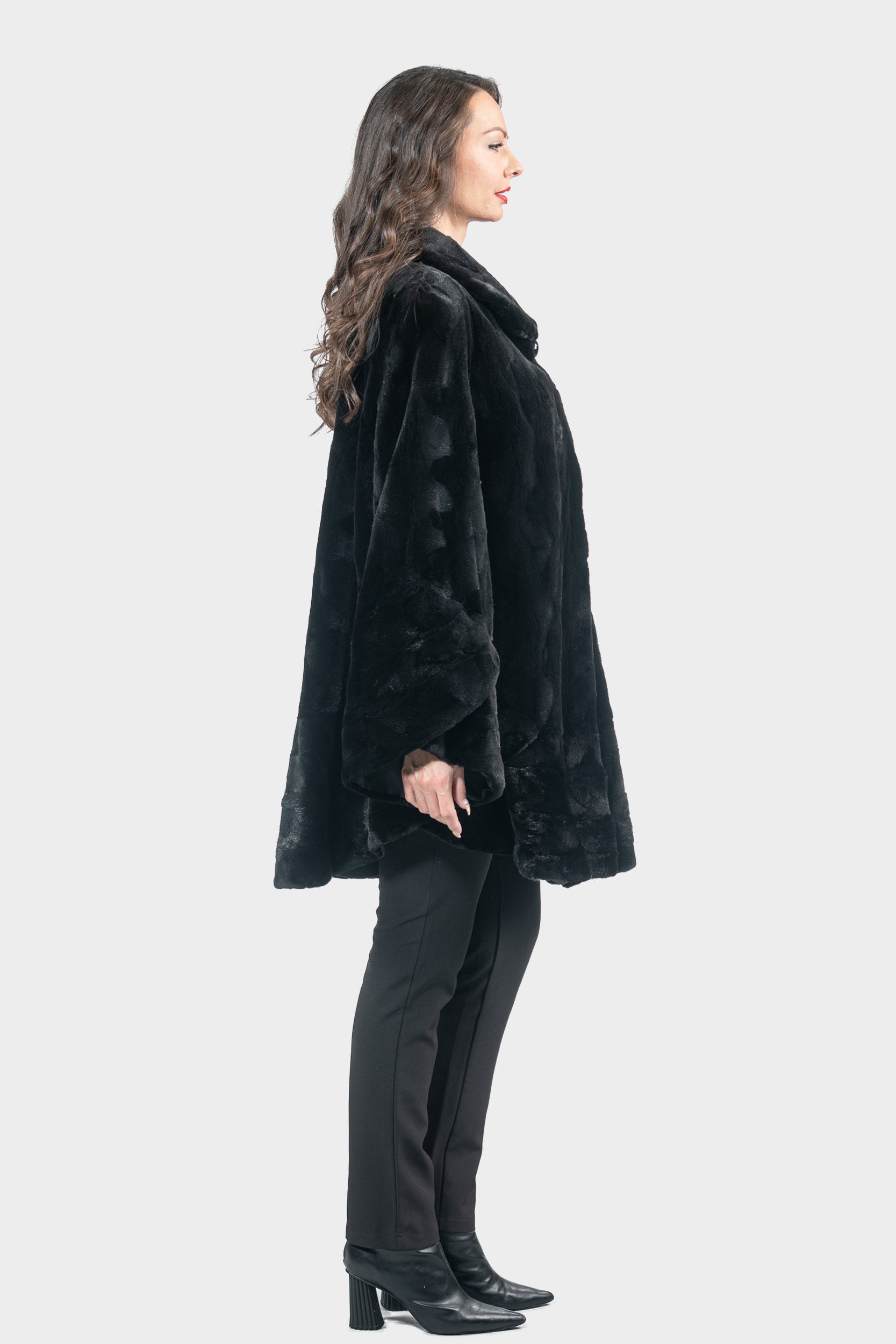 Black Mink Pieced Half Coat 2550