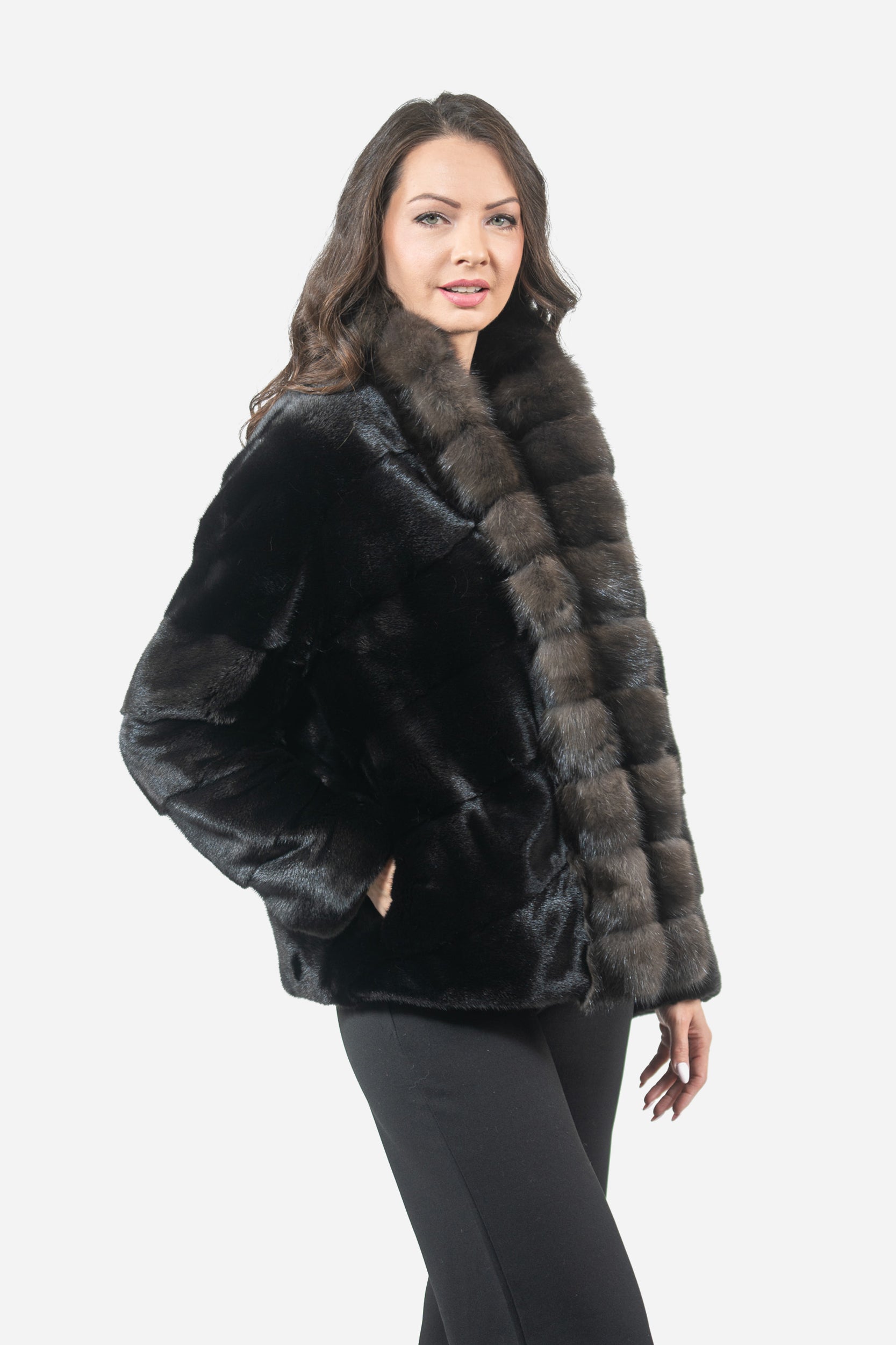 Blackglama Mink Jacket with Russian Sable Trim A/K22C15