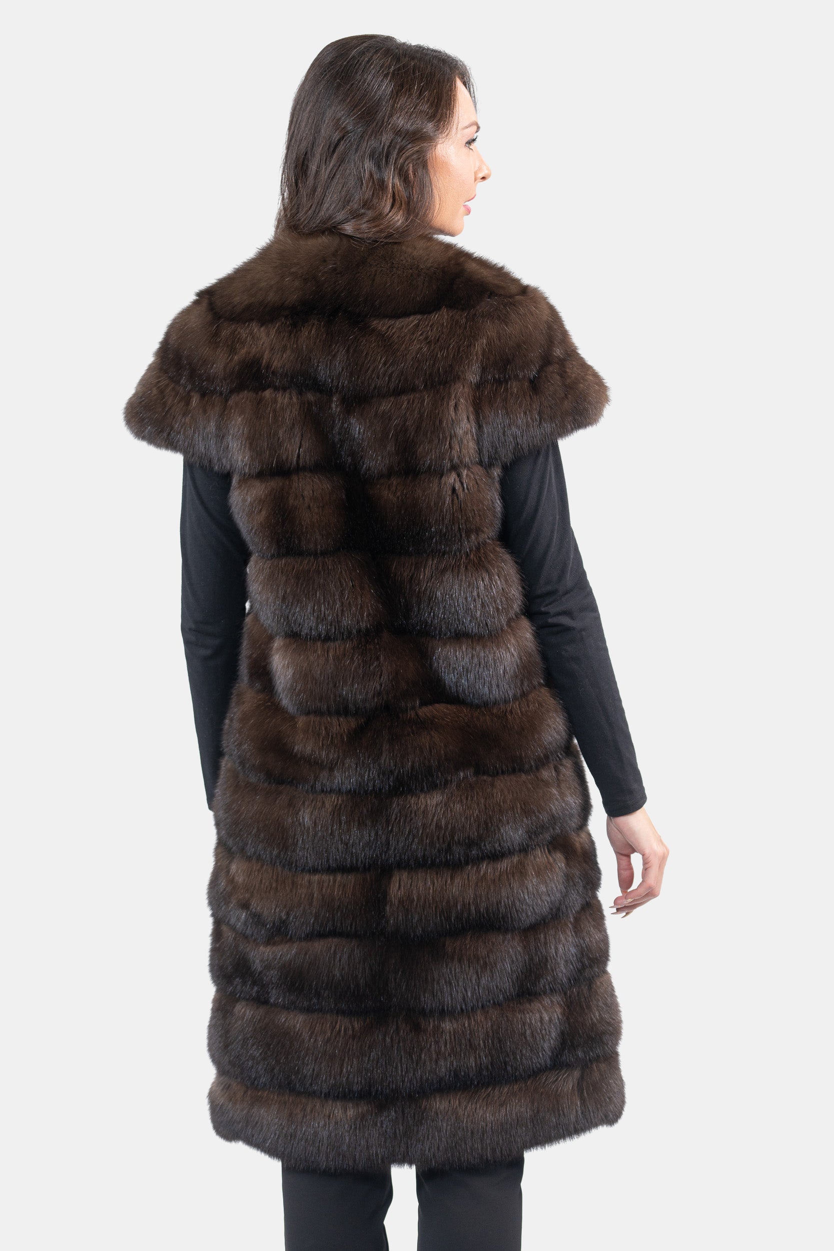 Collarless Dark Russian Sable Vest P/K13C525