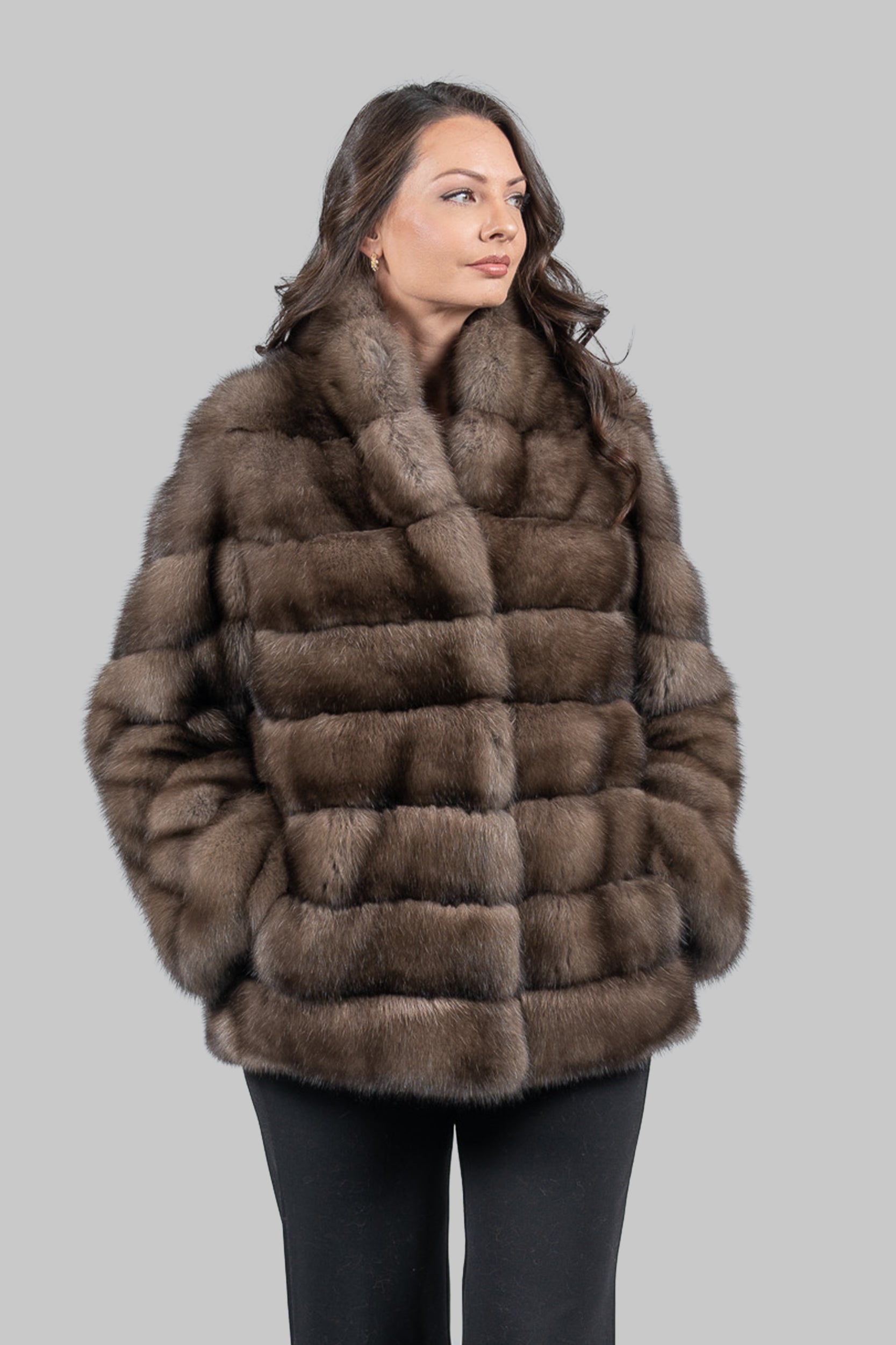 Platino Sable Jacket with Smoking Collar P/K13C528G8003