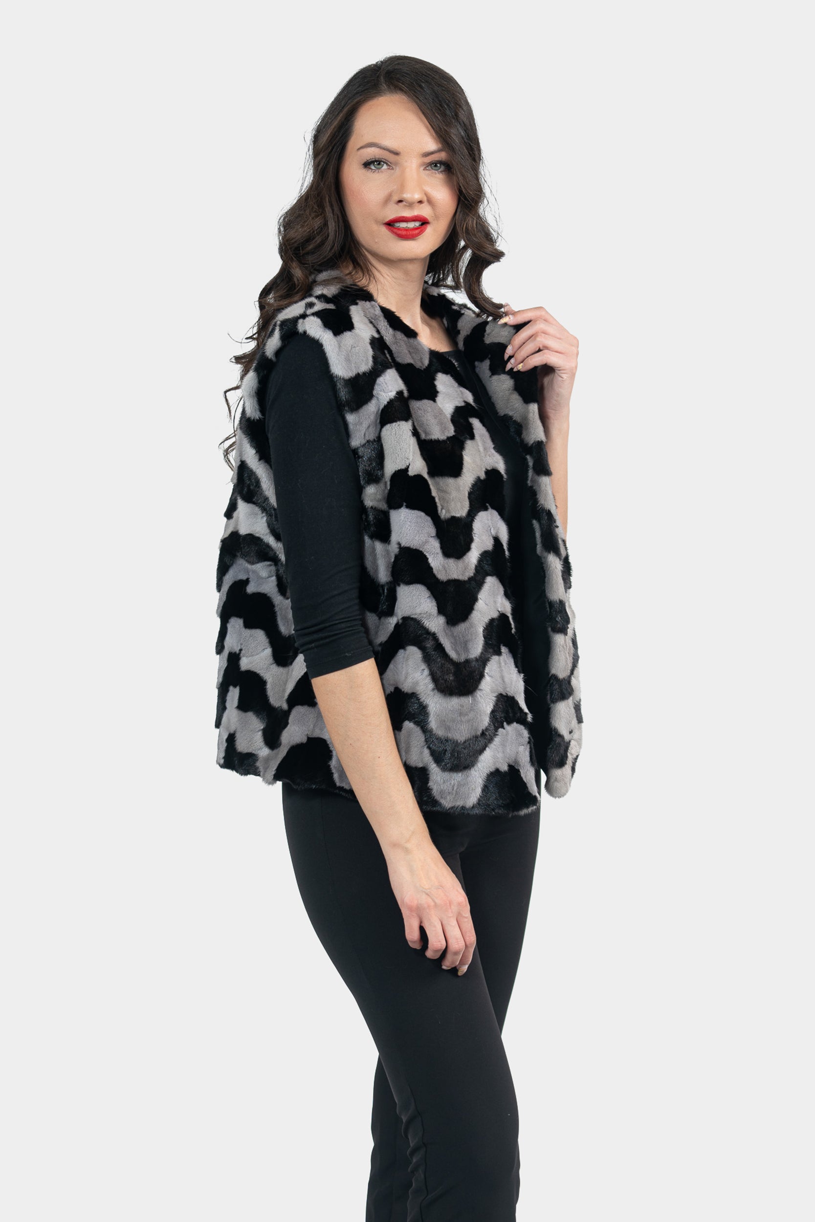 Multicolor Mink Pieced Vest 13C519