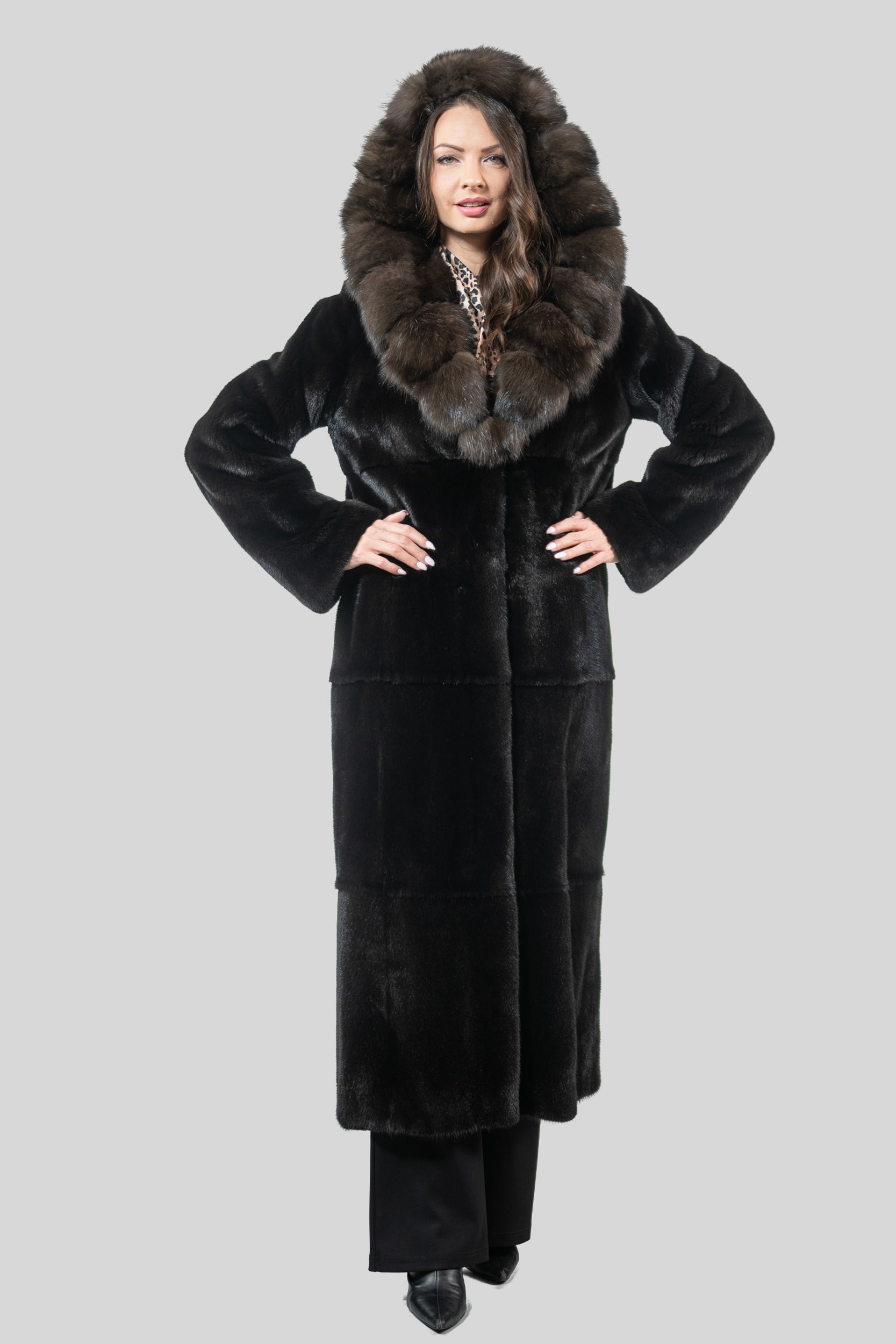 Blackgalama Mink Coat with Russian Sable Hood S/S13C540