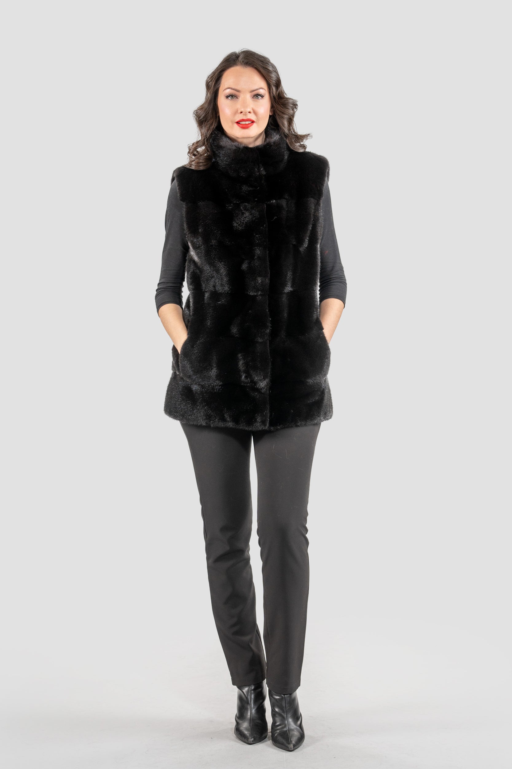 Blackglama Mink Vest with Stand Collar P/K13c519g530