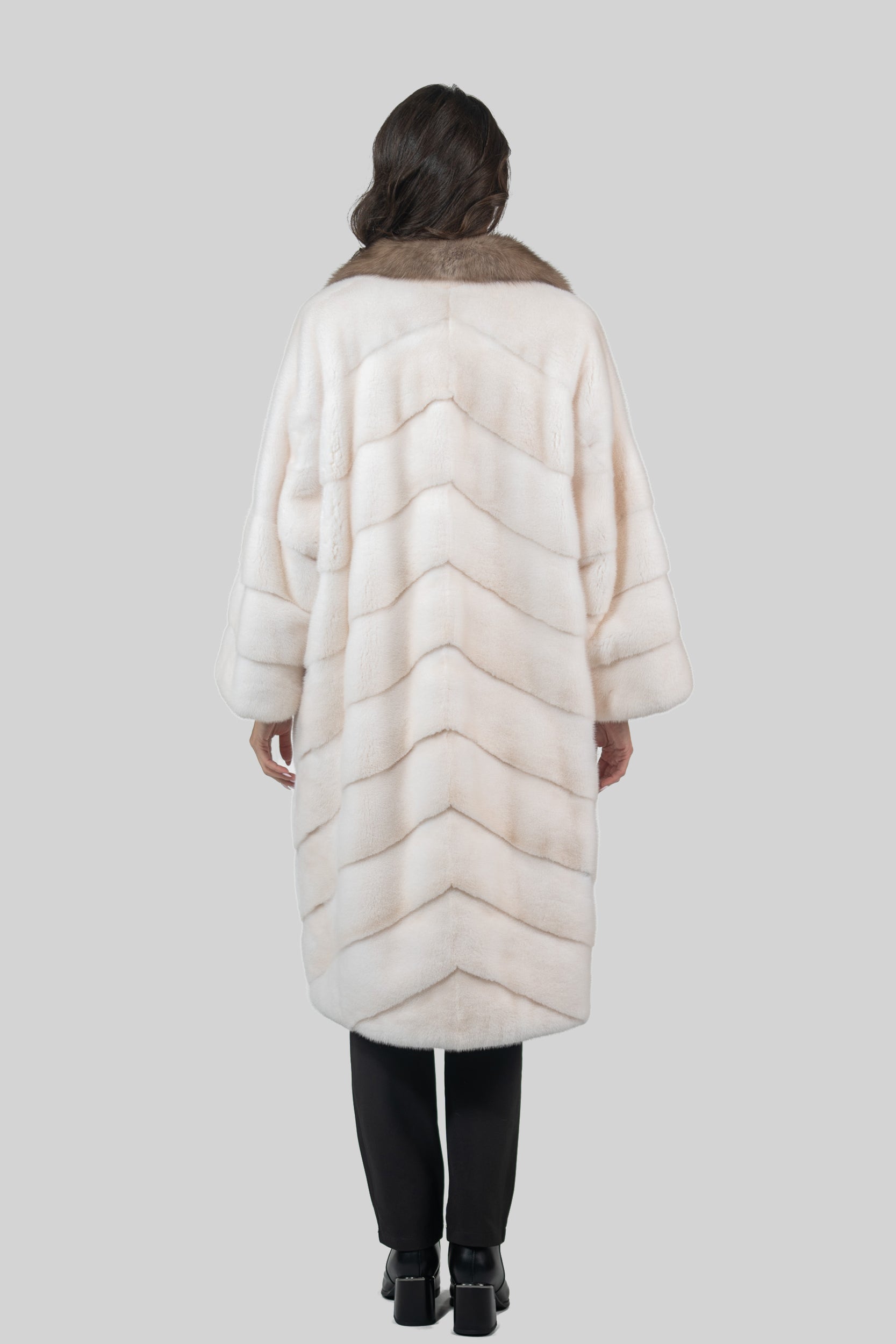 Pearl Mink Coat with Russian Sable Notch Collar A/K13C848GS20