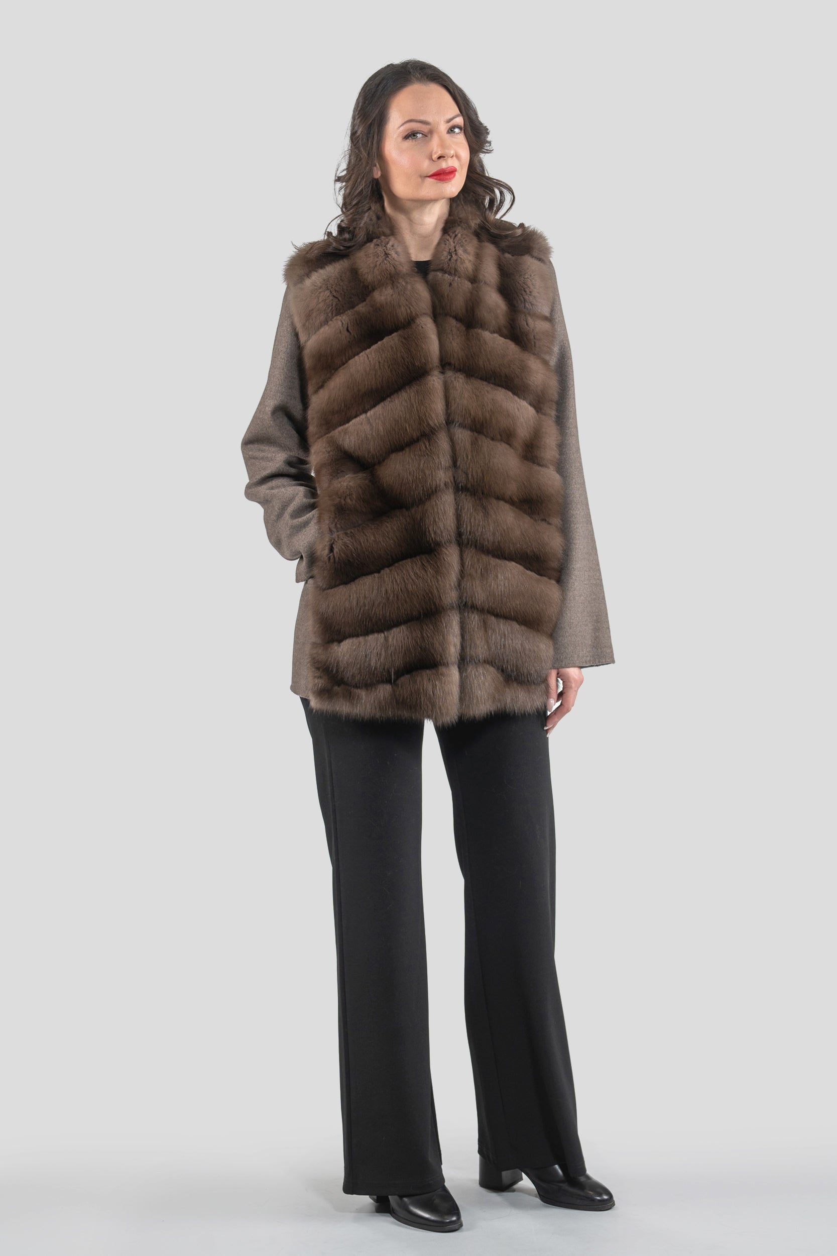 Brown Grey Cashmere Jacket with Baumarten Trim 17c8003