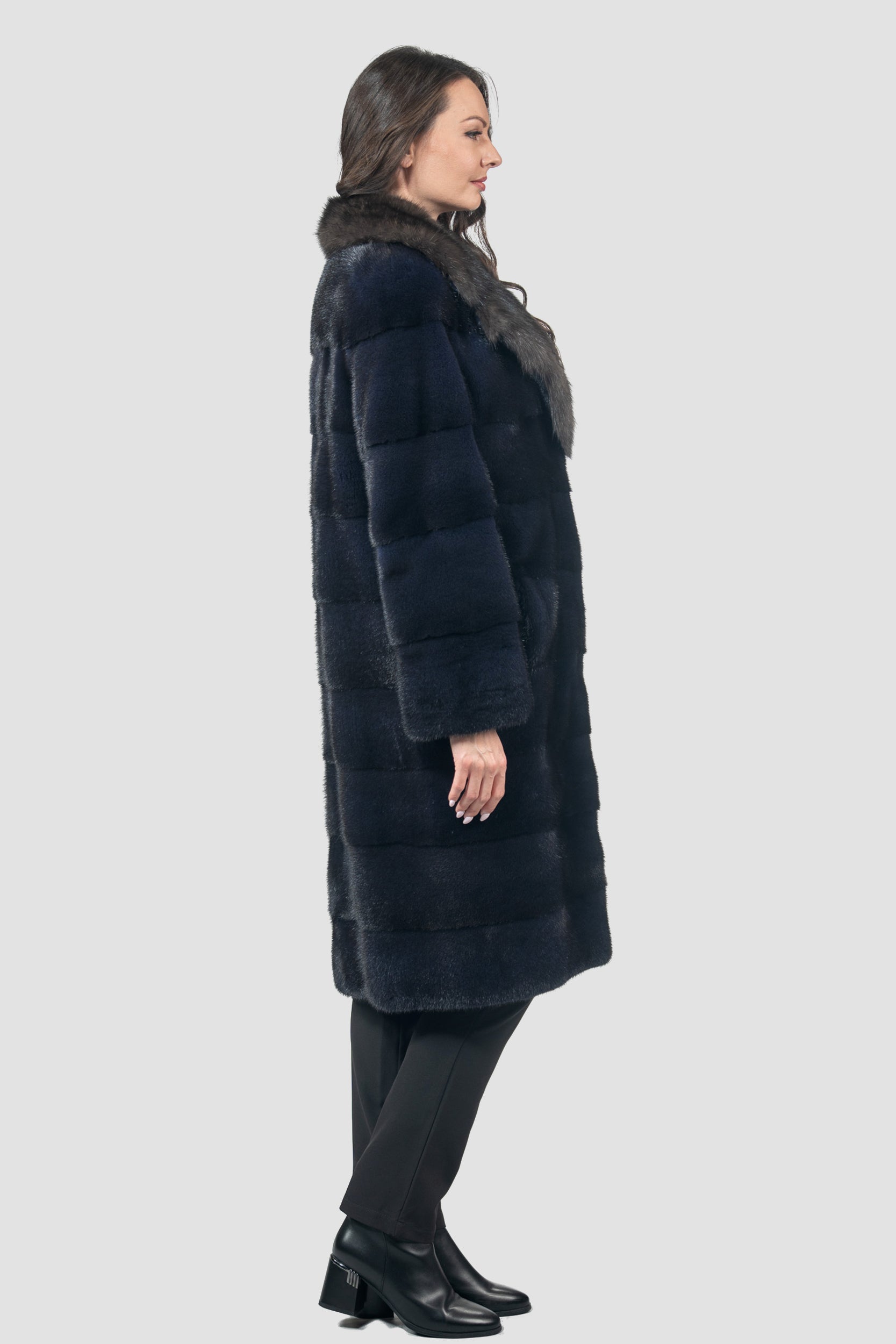 Purple Mink Half Coat with Russian Sable Notch Collar P/K13c530s20