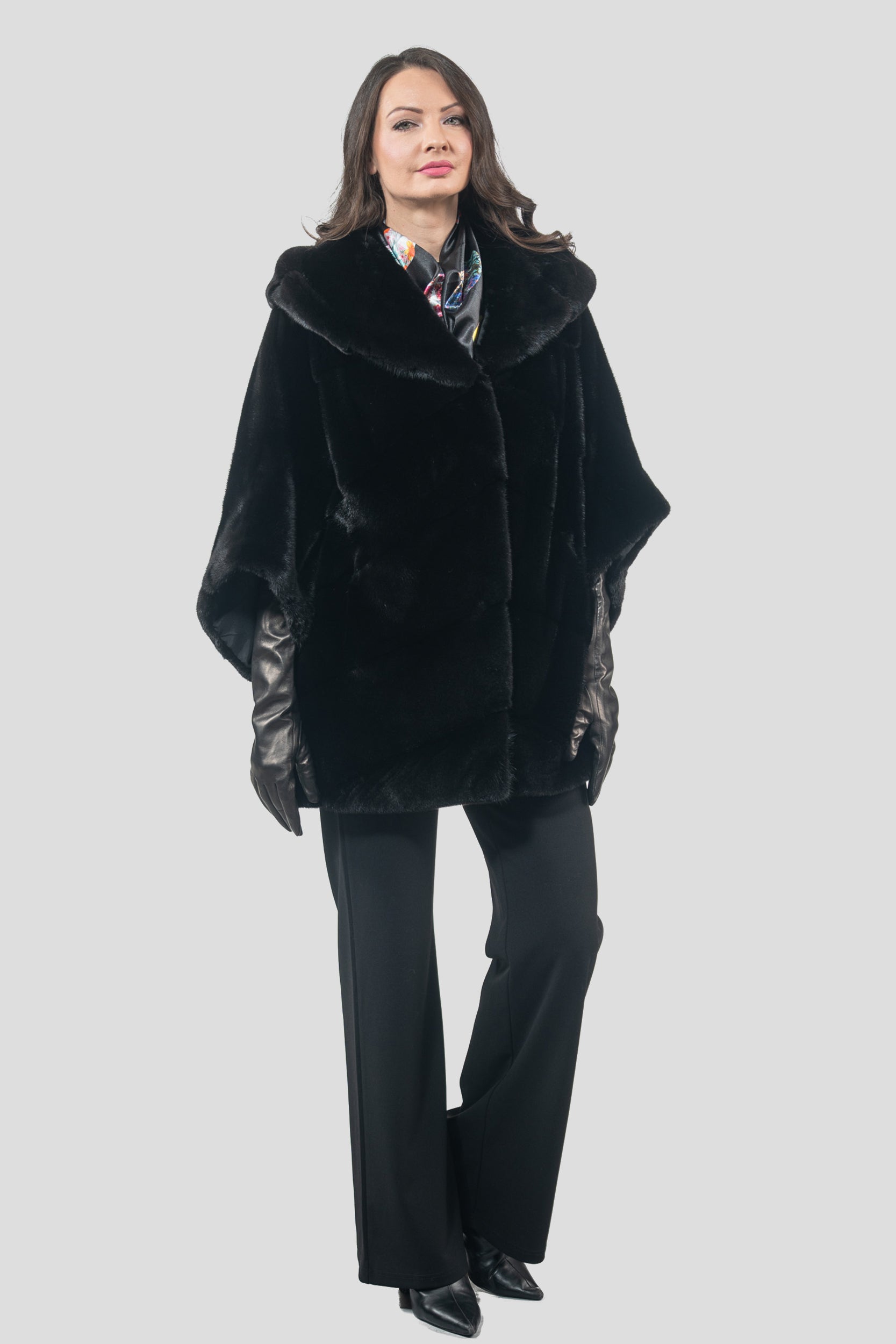 Blackglama Mink Hooded Cape Ρ/Κ13C949H