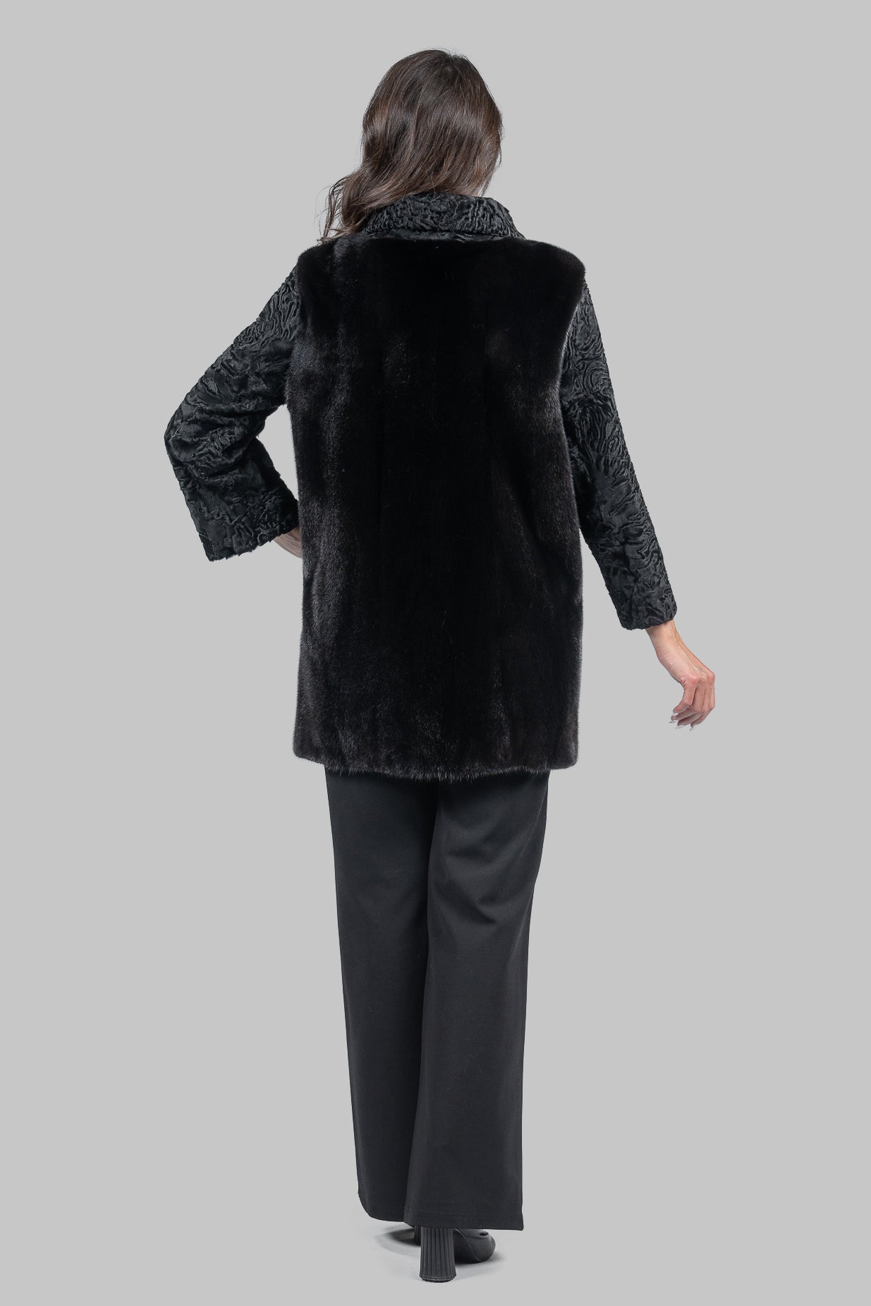 Blackglama Mink Jacket with Swakara Sleeves and Platter Collar S/S18M7000