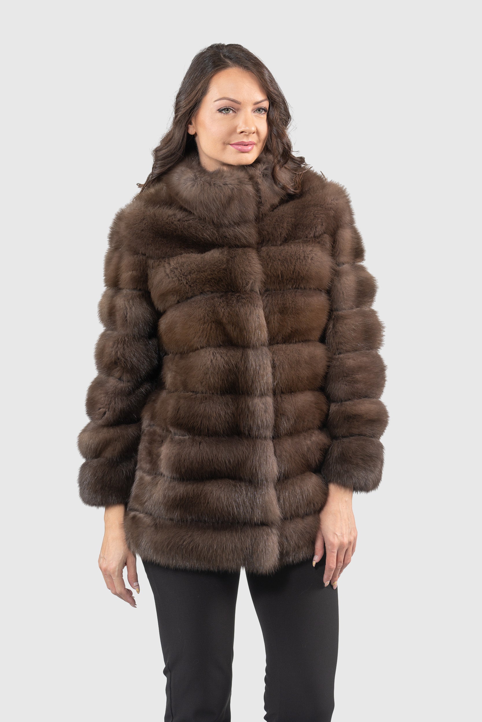 Dark Baumarten Half Coat with Stand Collar 13C530