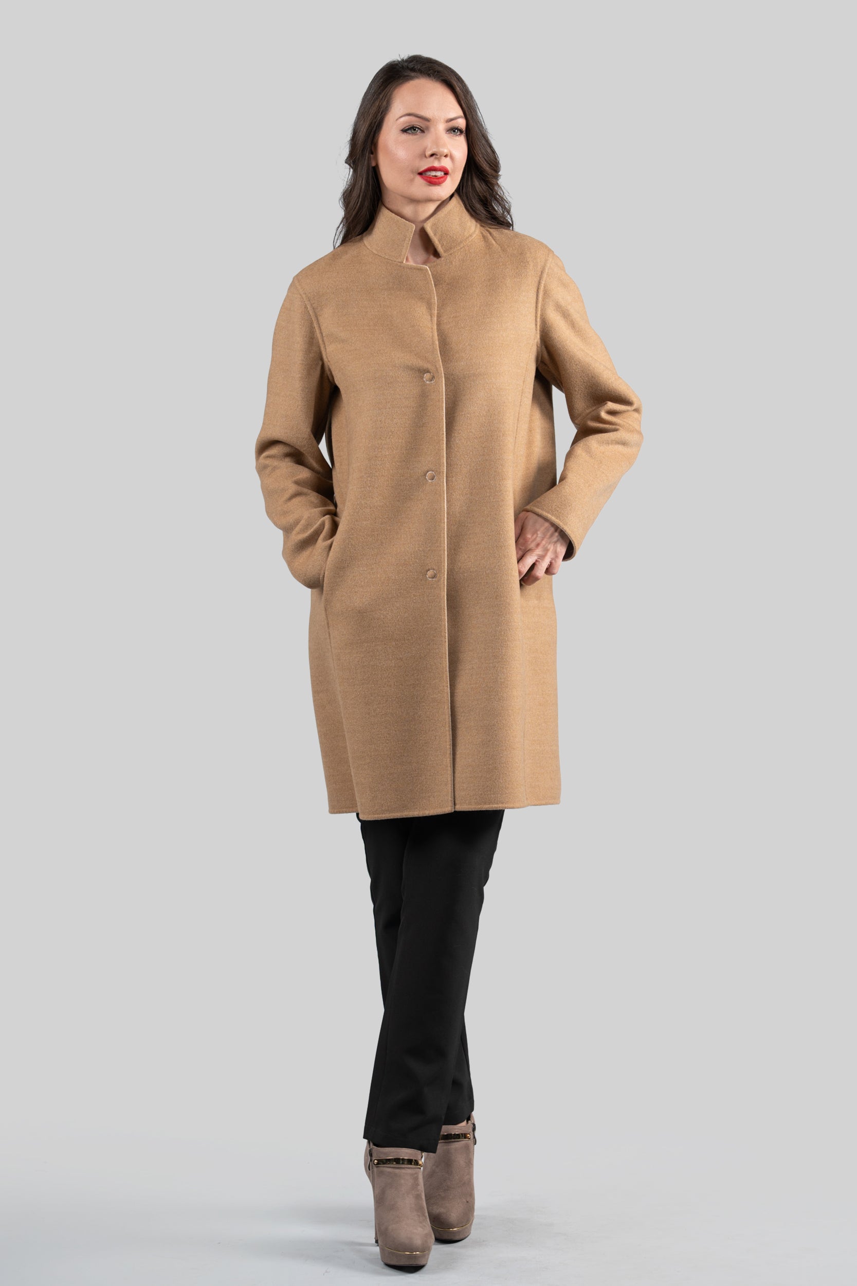 Beige Cashmere Half Coat 17C8003