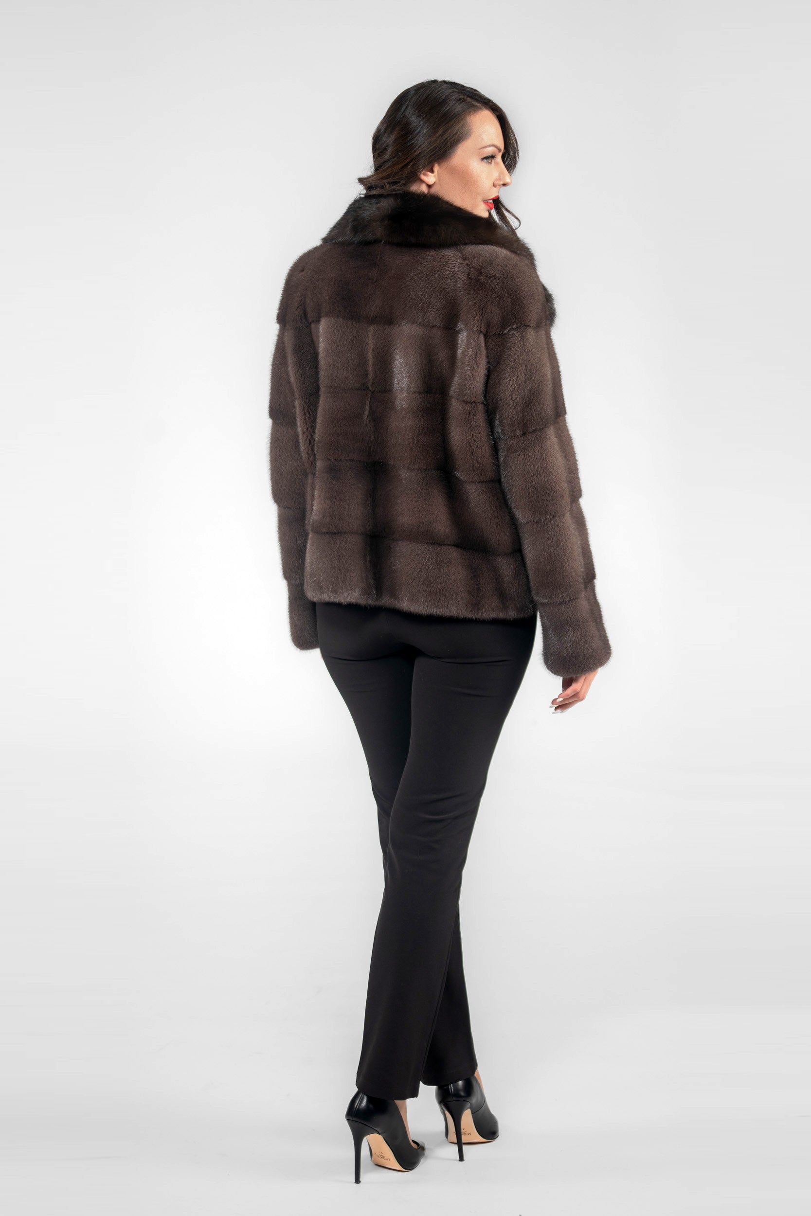 Wood Mink Jacket with Russian Sable Notch Collar P/K13C528S20