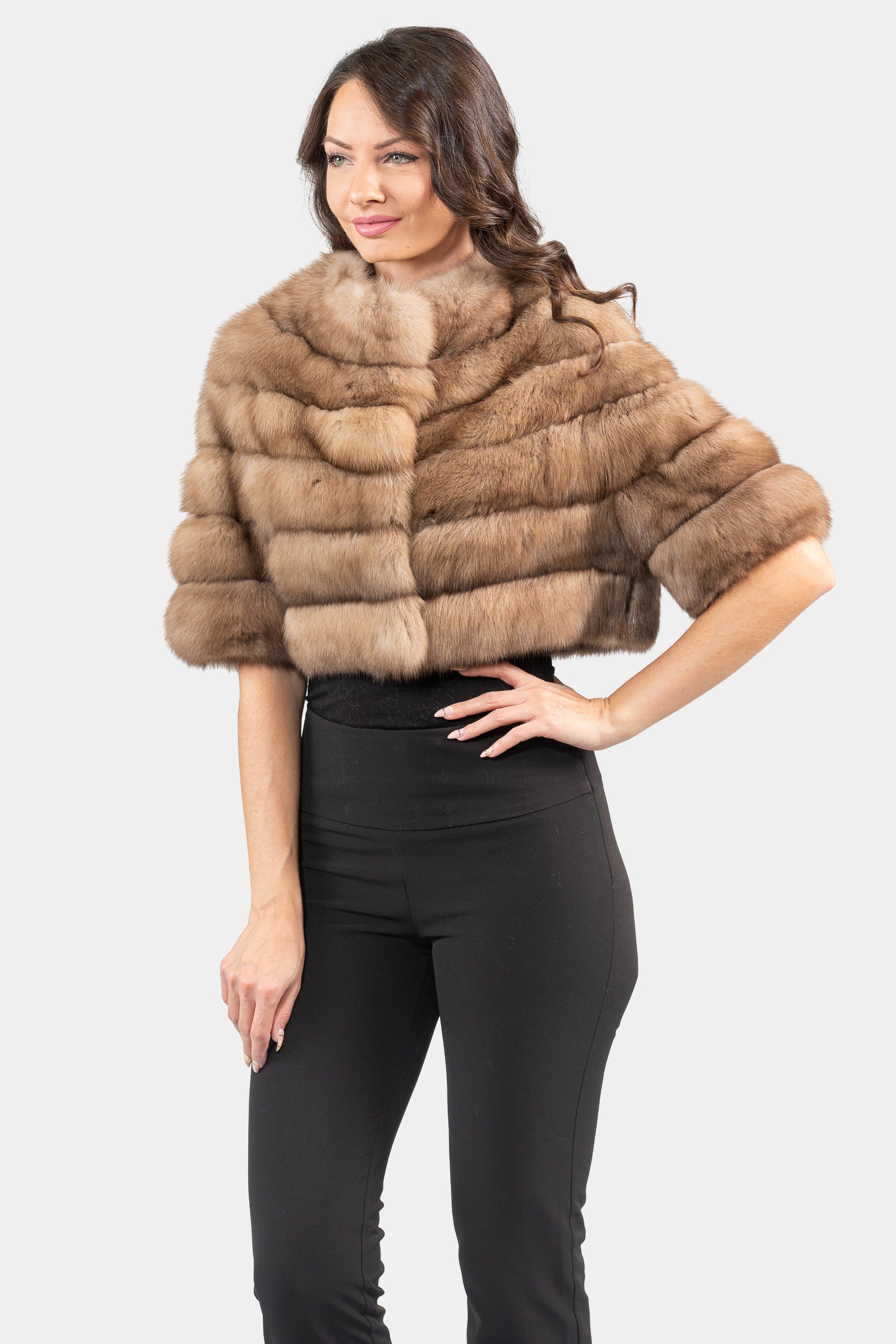 Graphite Russian Sable Short Jacket P/K16CM643