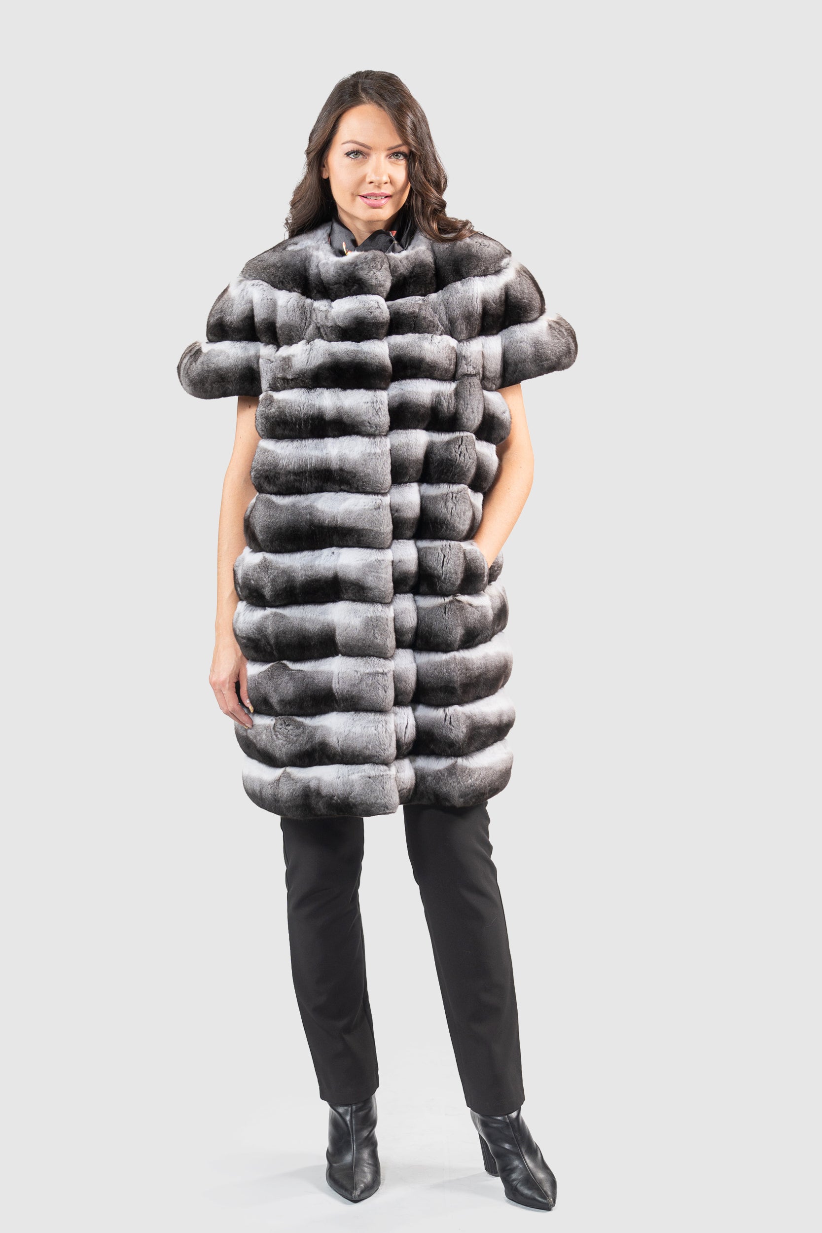 Chinchilla Collarless Vest P/K13C525